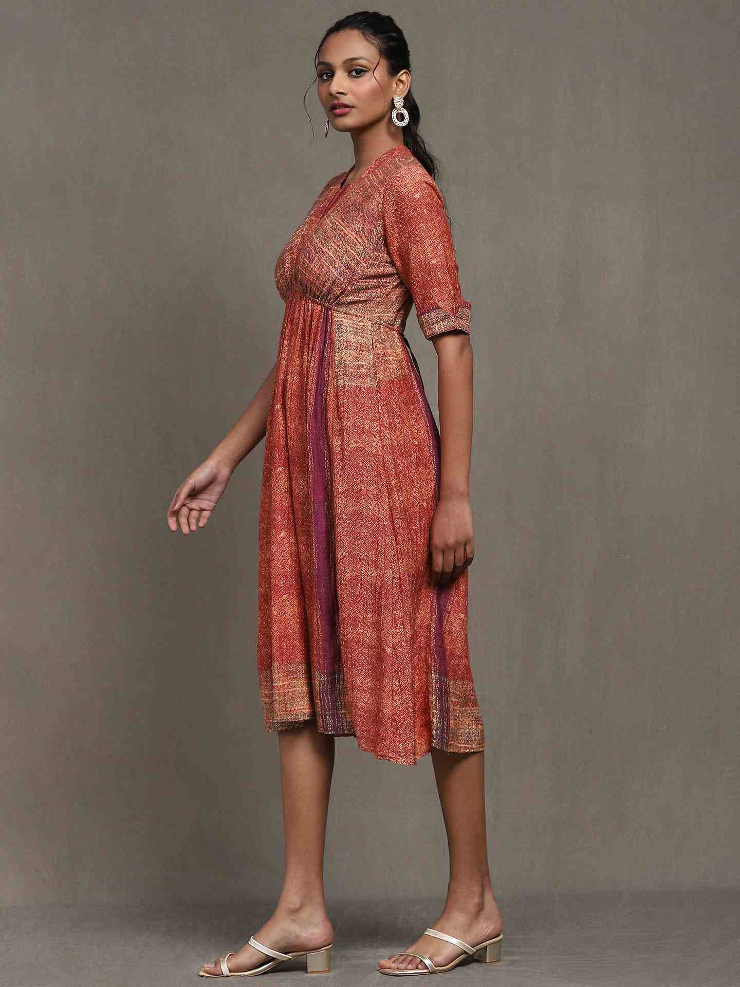 Red Mrinal Chanderi Dress