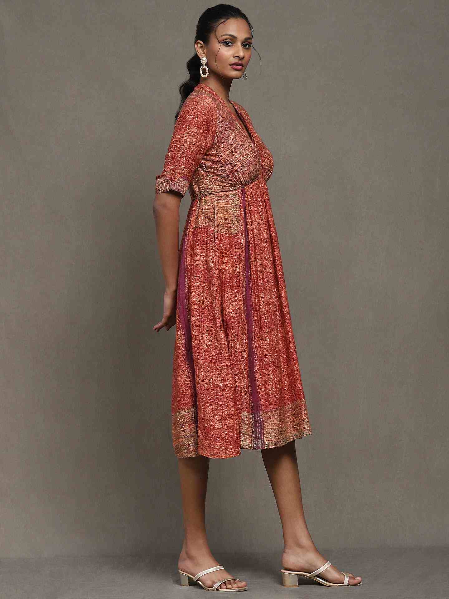 Red Mrinal Chanderi Dress