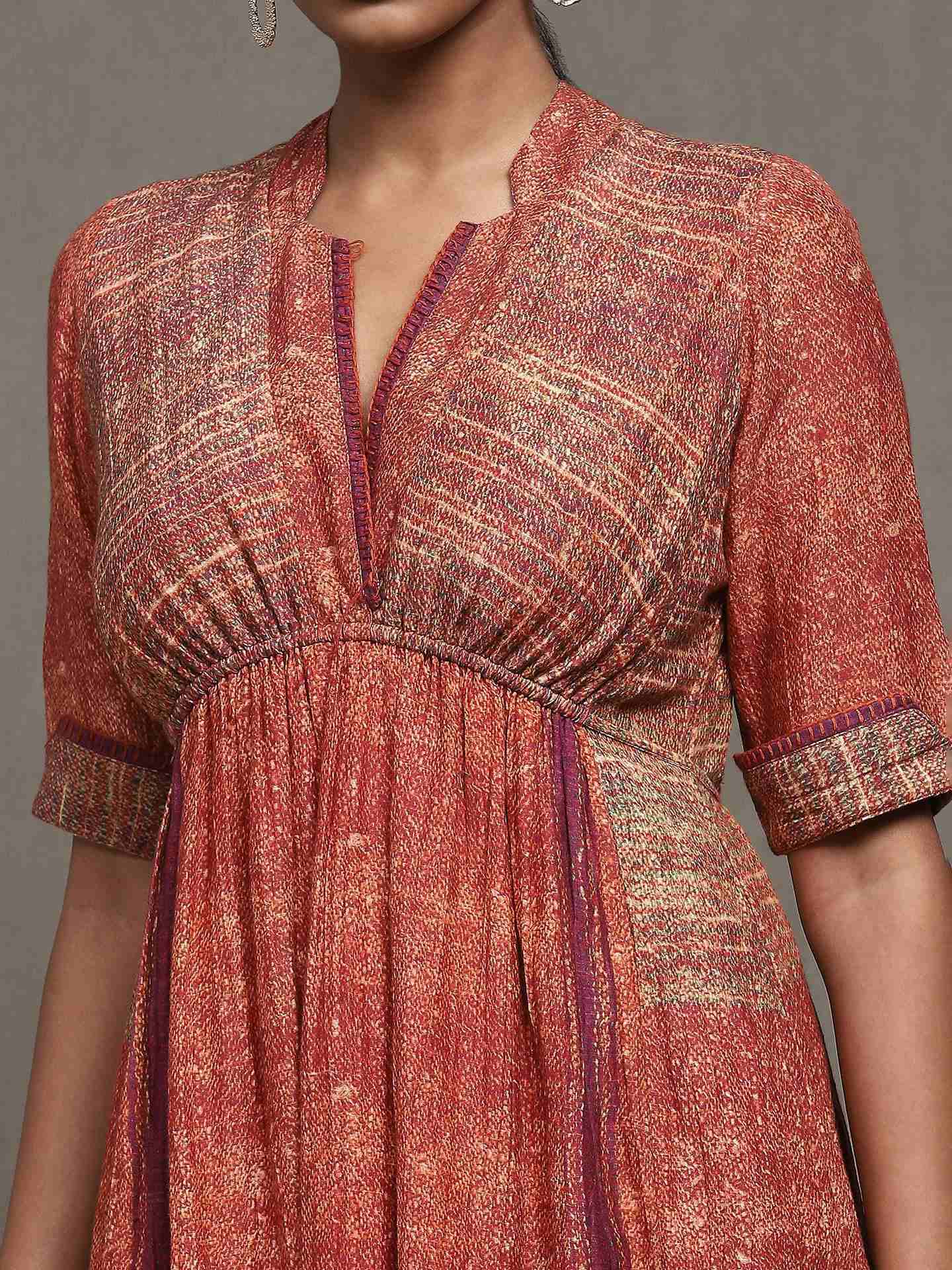 Red Mrinal Chanderi Dress