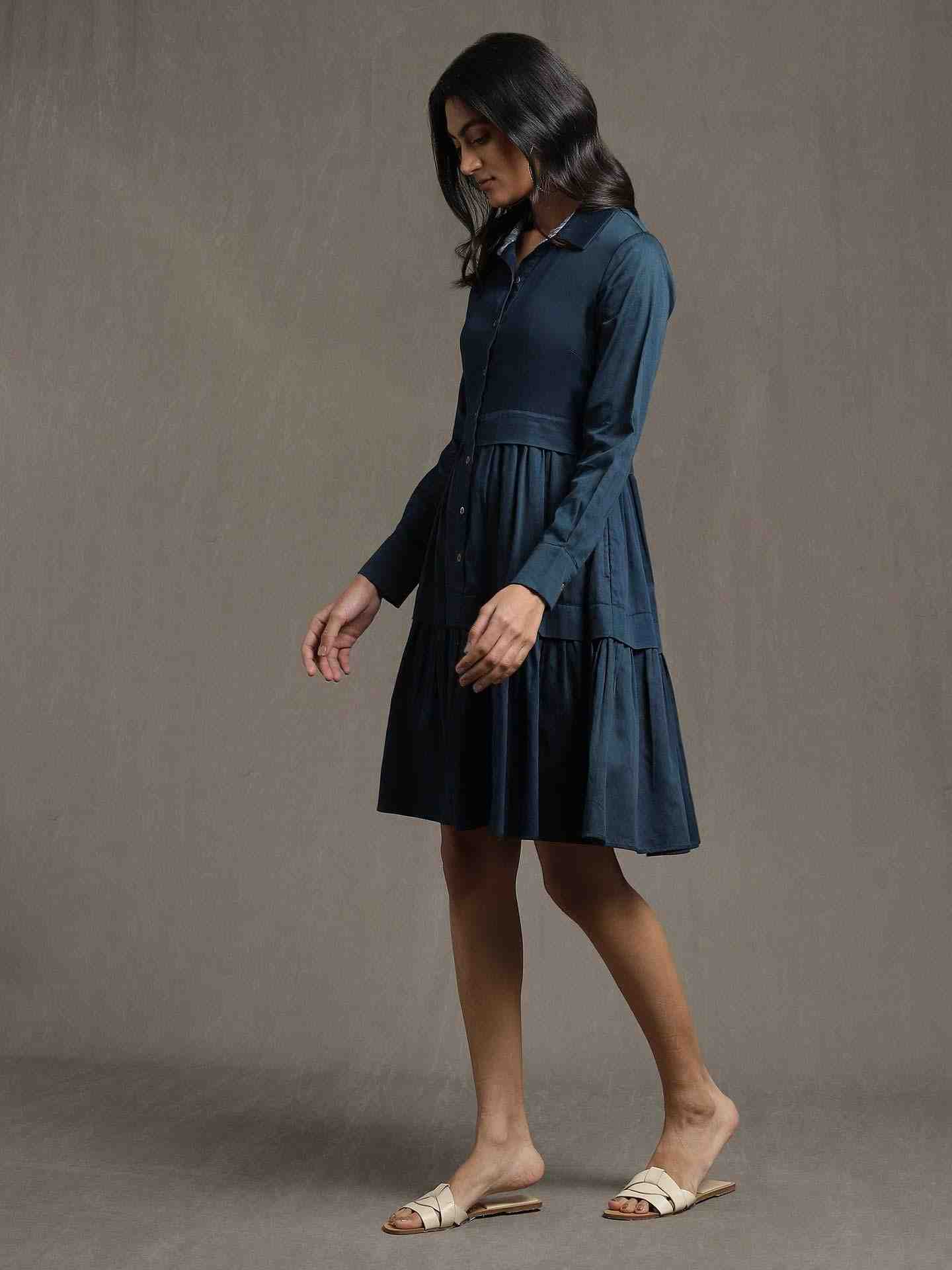 Blue Whimsical Heritage Cotton Dress