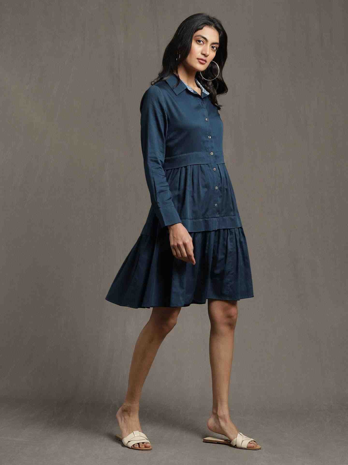 Blue Whimsical Heritage Cotton Dress