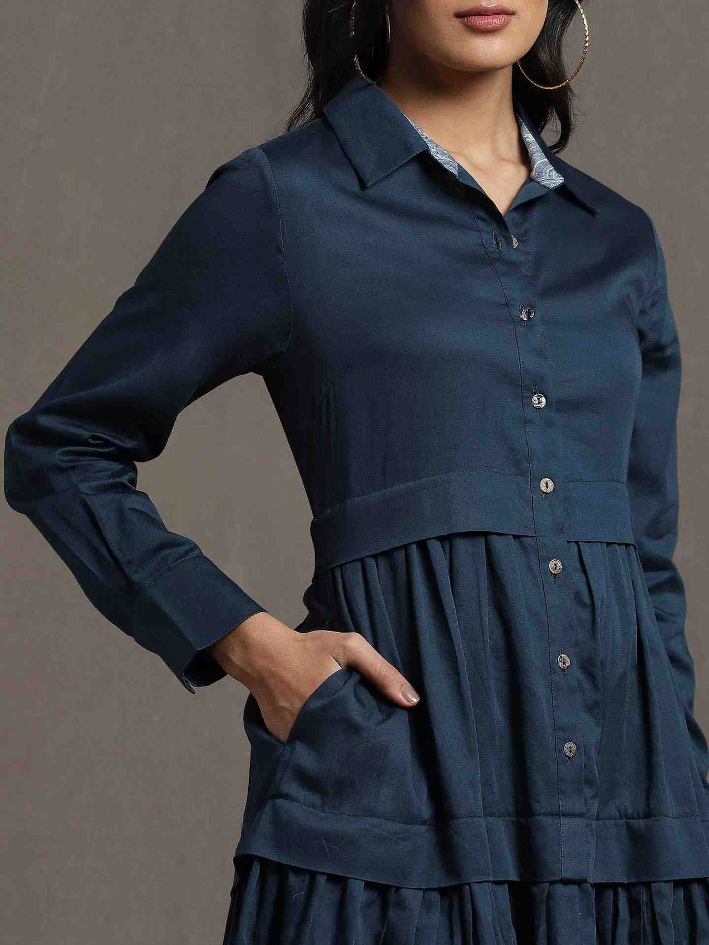 Blue Whimsical Heritage Cotton Dress