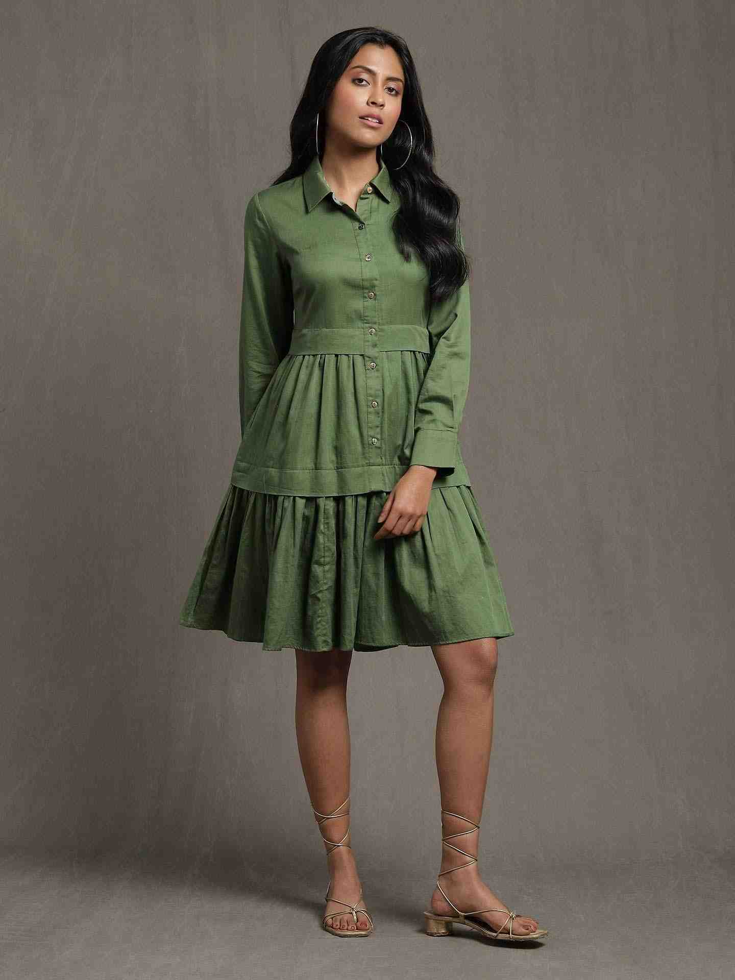Green Whimsical Heritage Cotton Dress