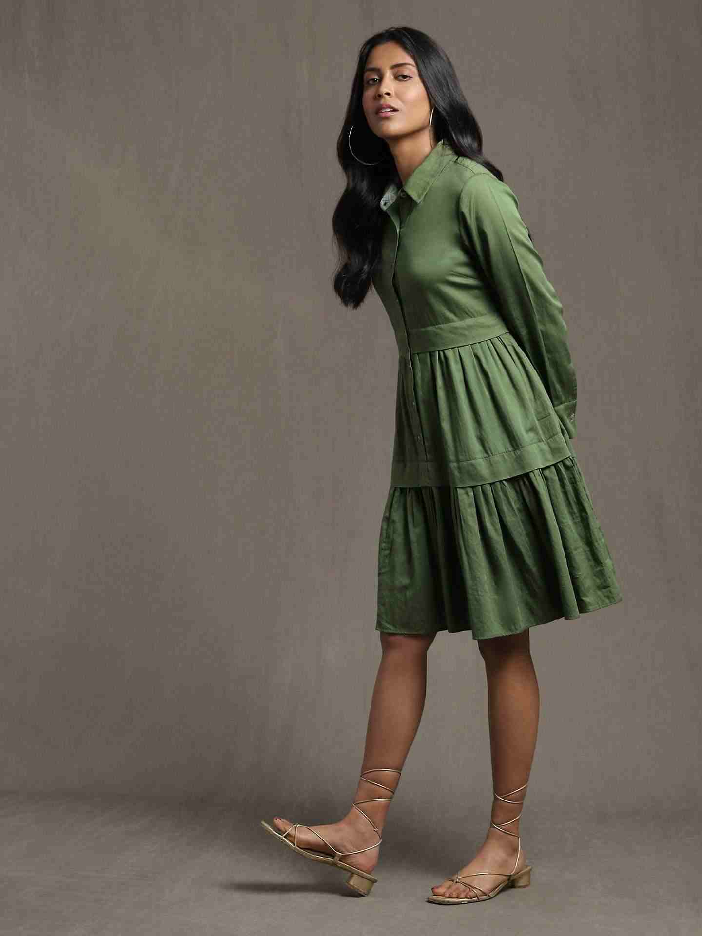 Green Whimsical Heritage Cotton Dress