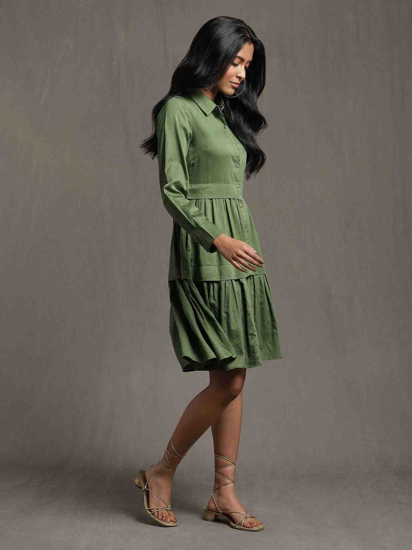 Green Whimsical Heritage Cotton Dress
