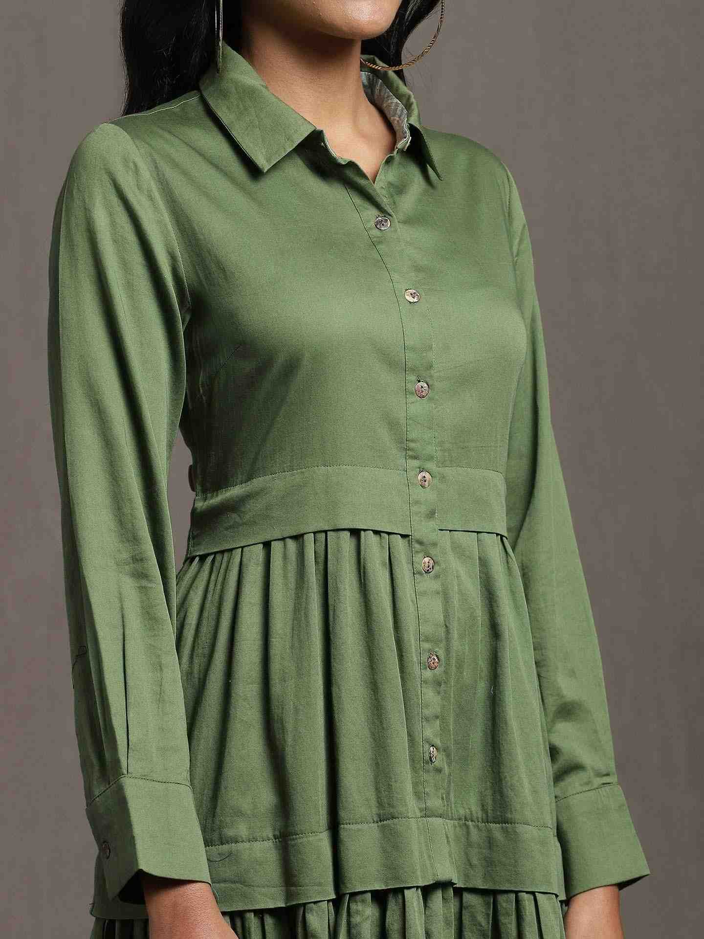 Green Whimsical Heritage Cotton Dress