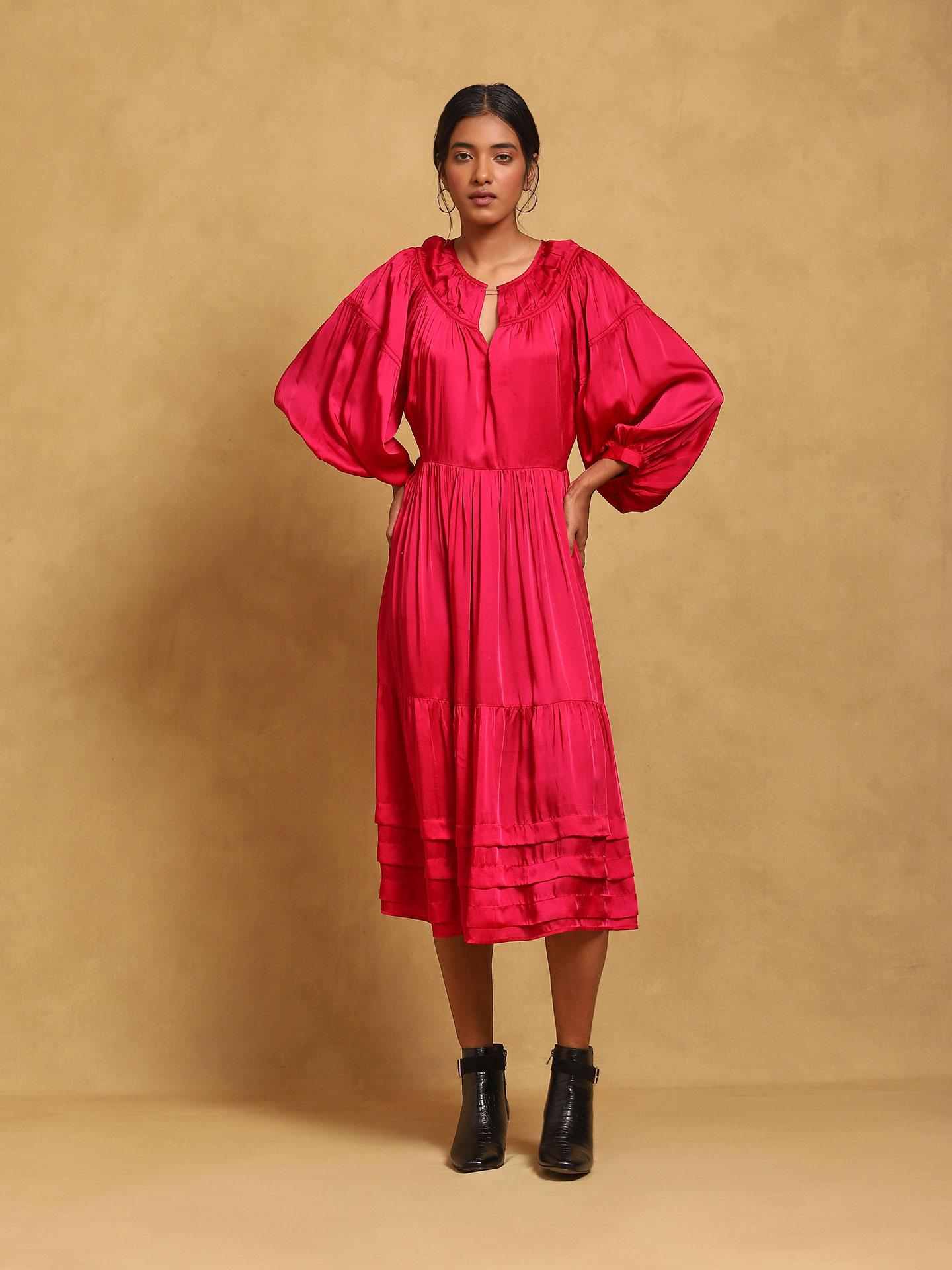 Fuschia Rubix Solid Shift Dress