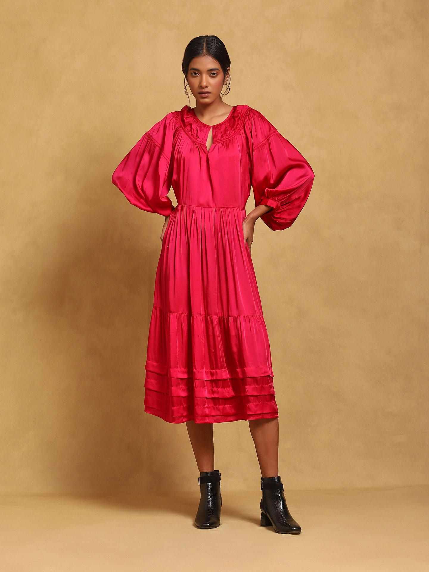 Fuschia Rubix Solid Shift Dress