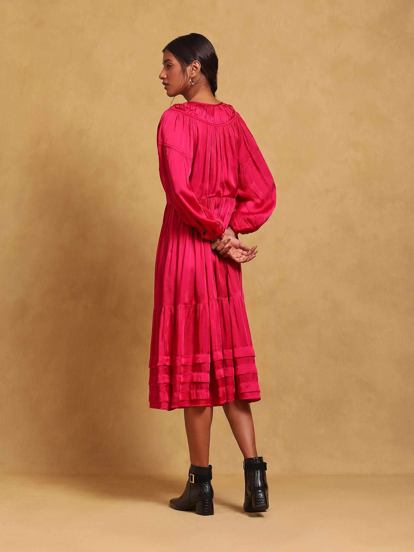 Fuschia Rubix Solid Shift Dress