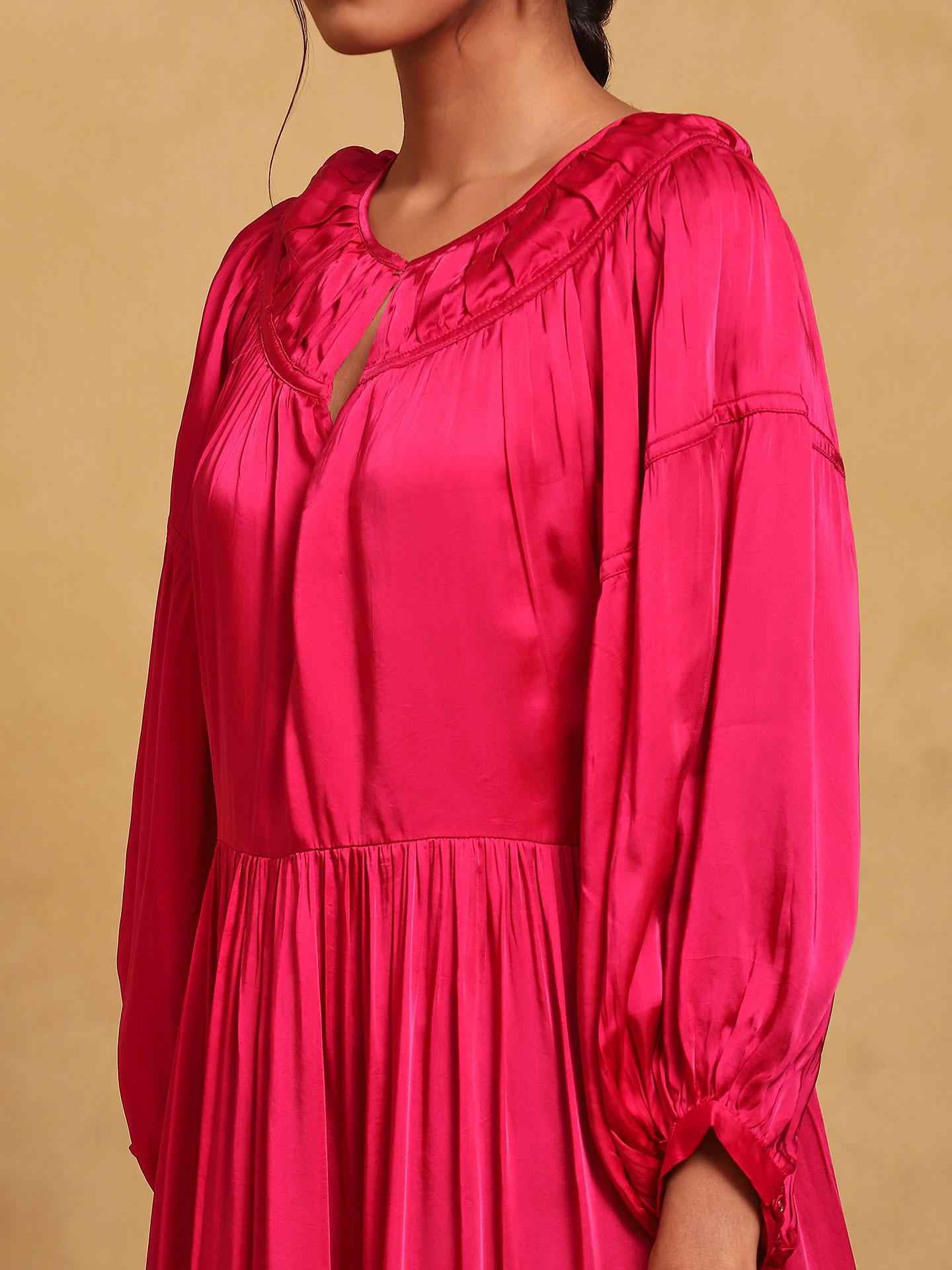 Fuschia Rubix Solid Shift Dress