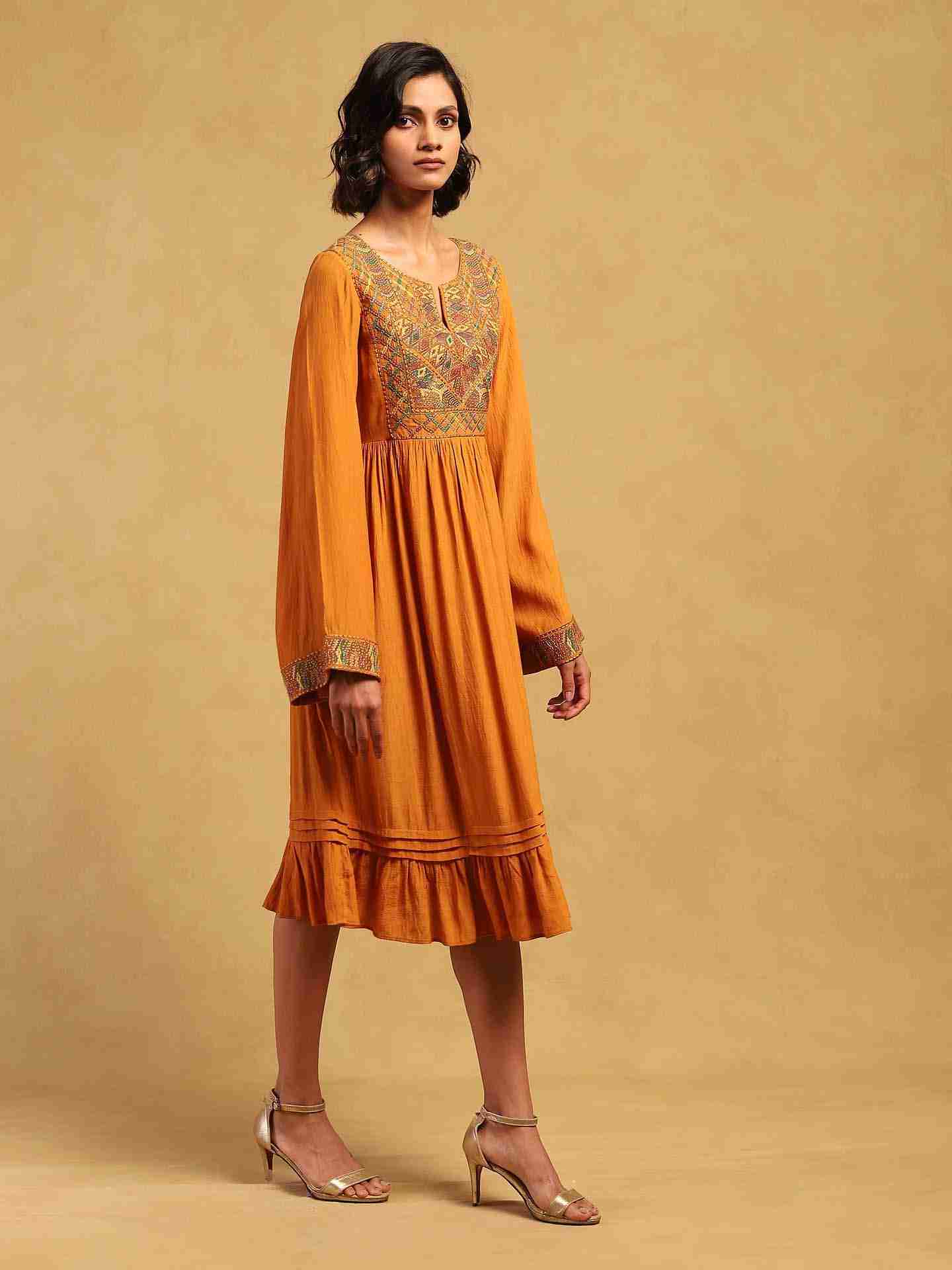 Yellow Peru Solid Dress