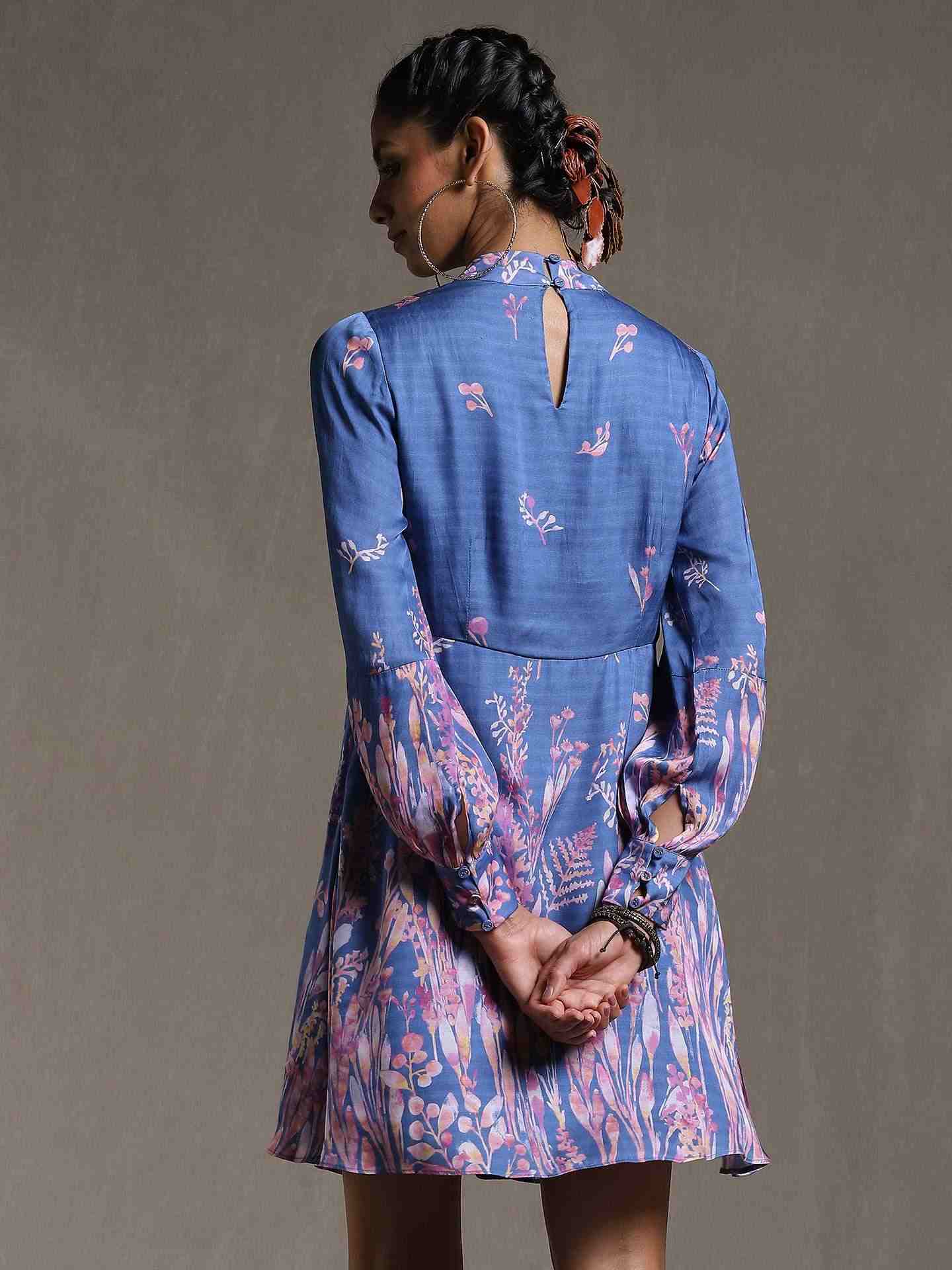 Blue Emari Satin Dress