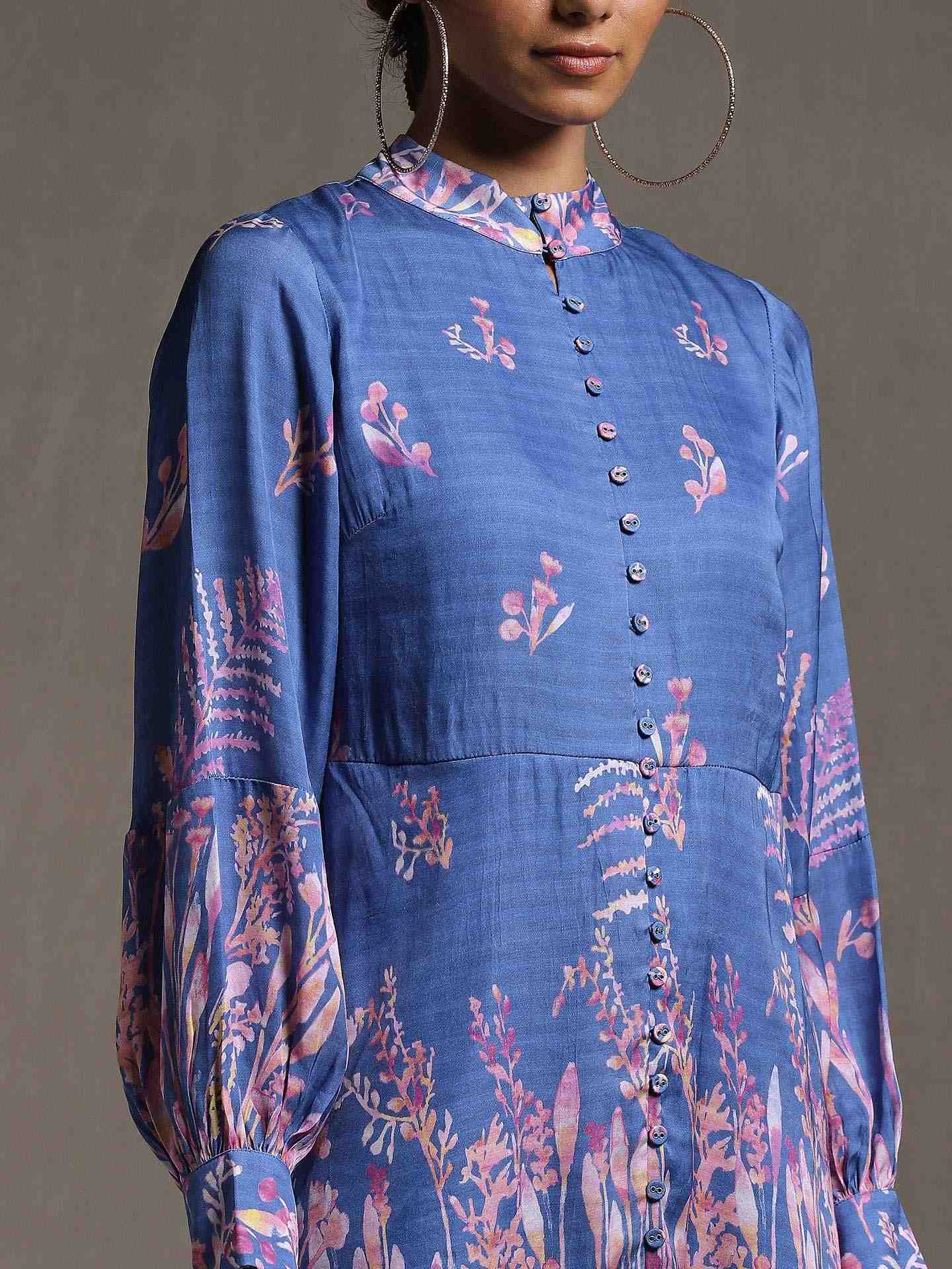 Blue Emari Satin Dress