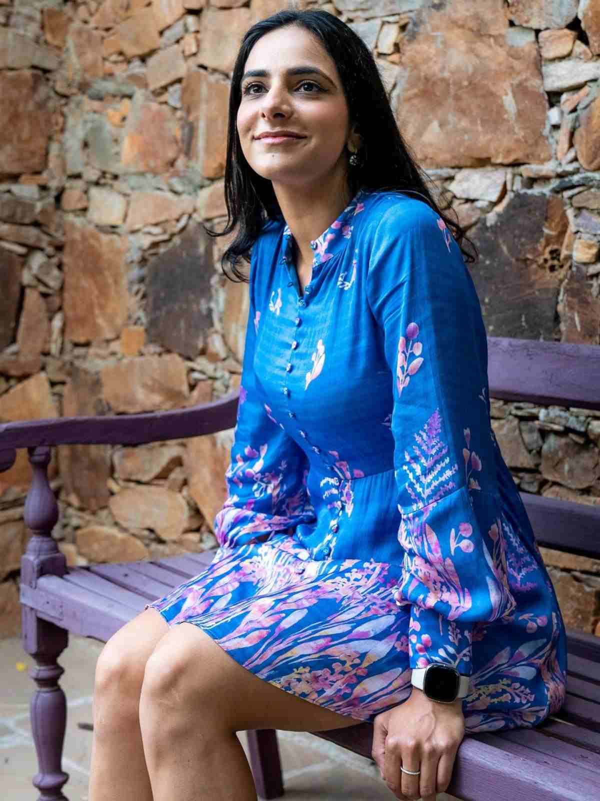 Blue Emari Satin Dress