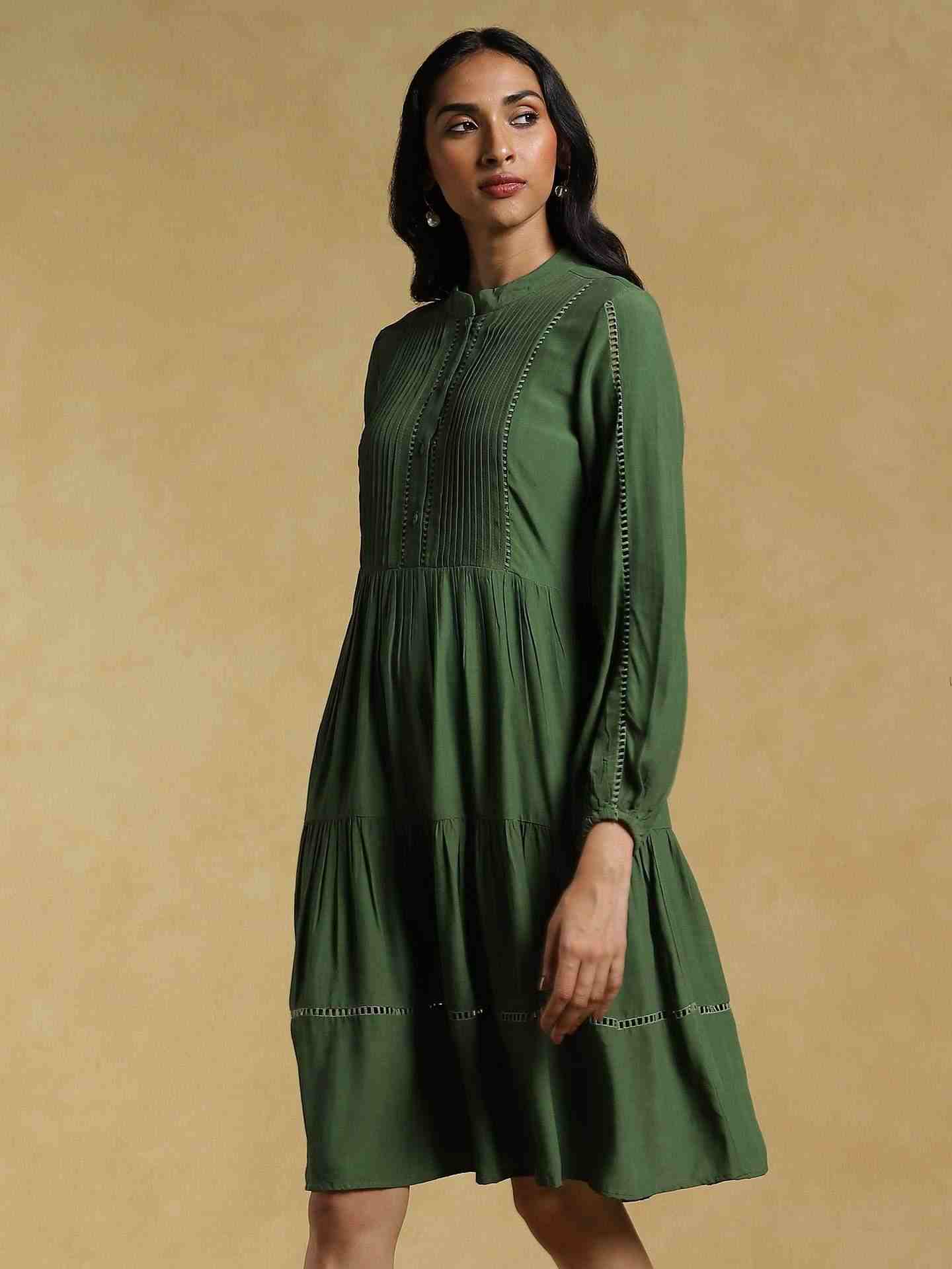 Green Ethereal Crepe Dress