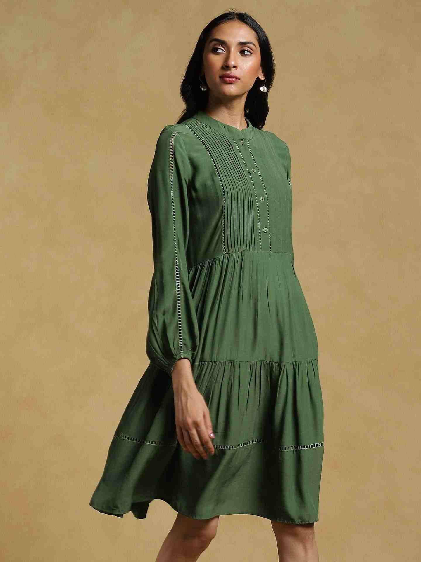 Green Ethereal Crepe Dress