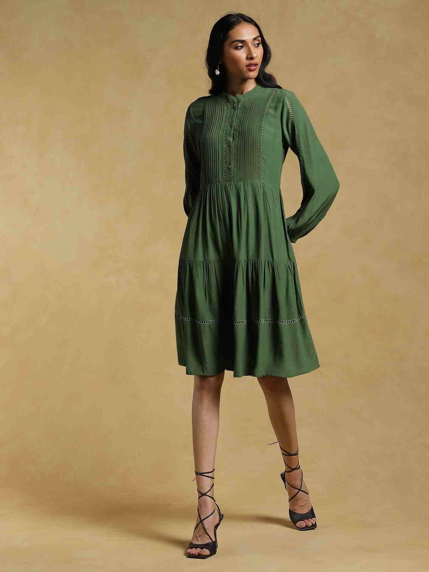 Green Ethereal Crepe Dress