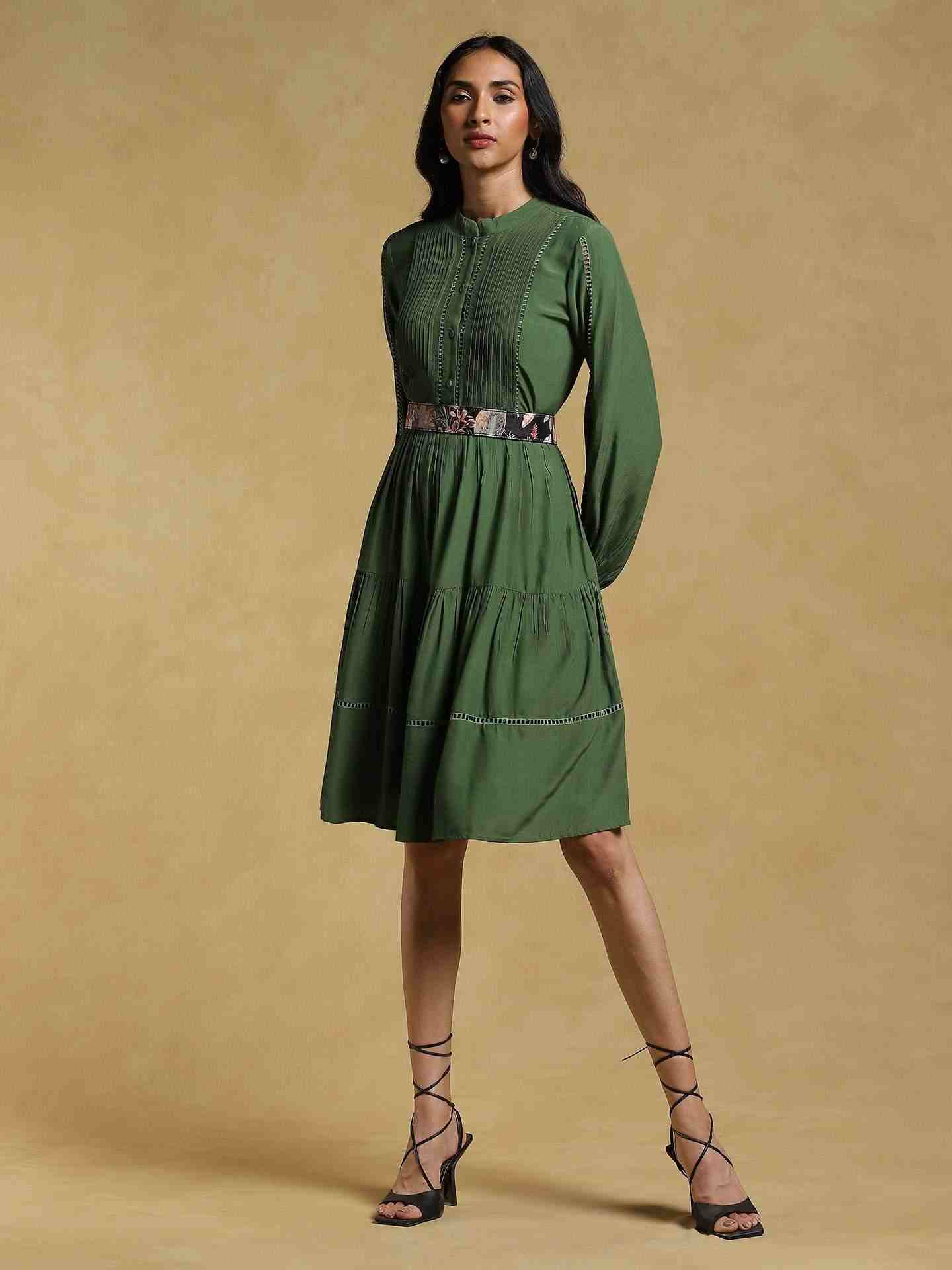 Green Ethereal Crepe Dress