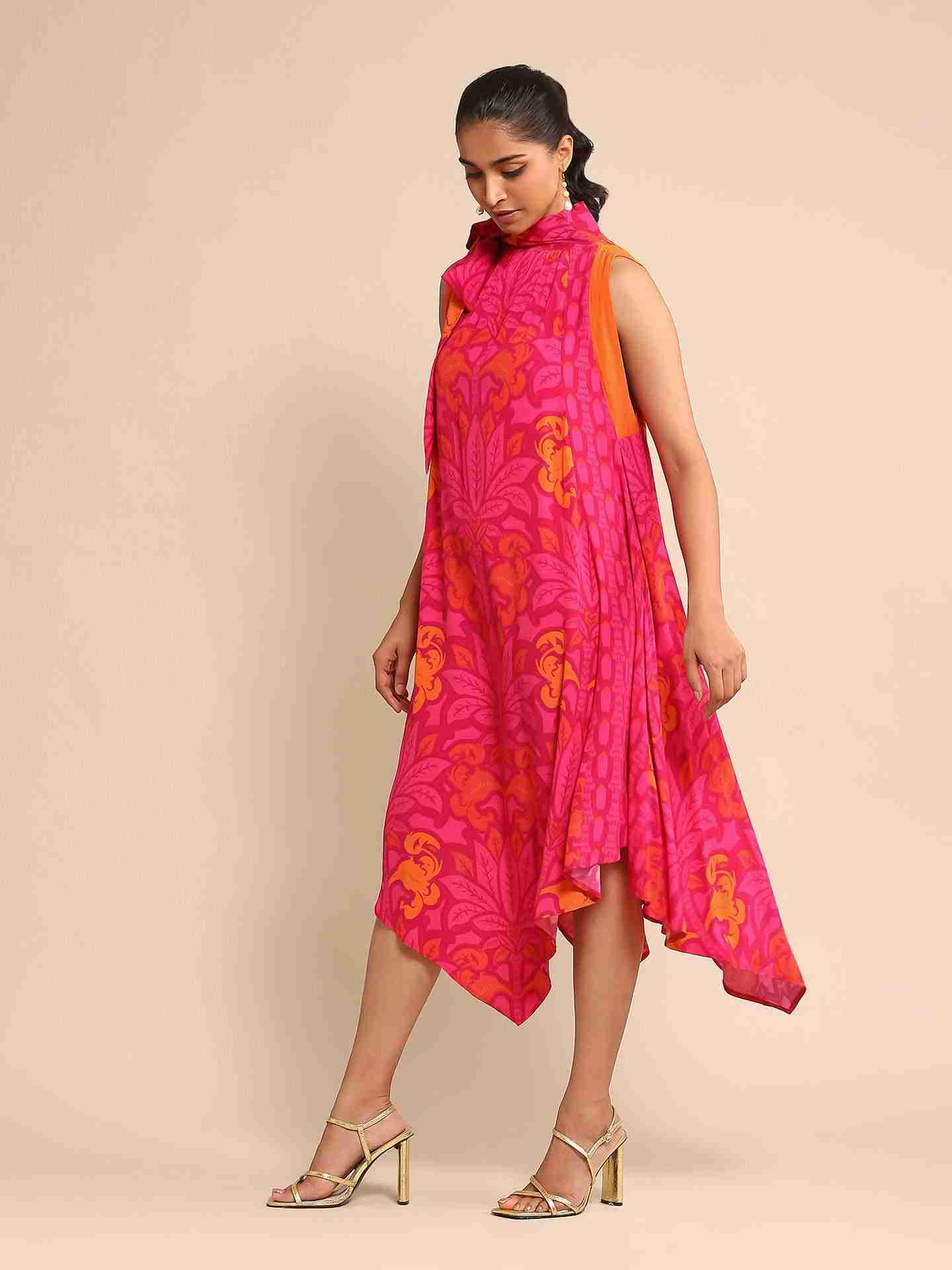 Fuschia Geisha Crepe Dress