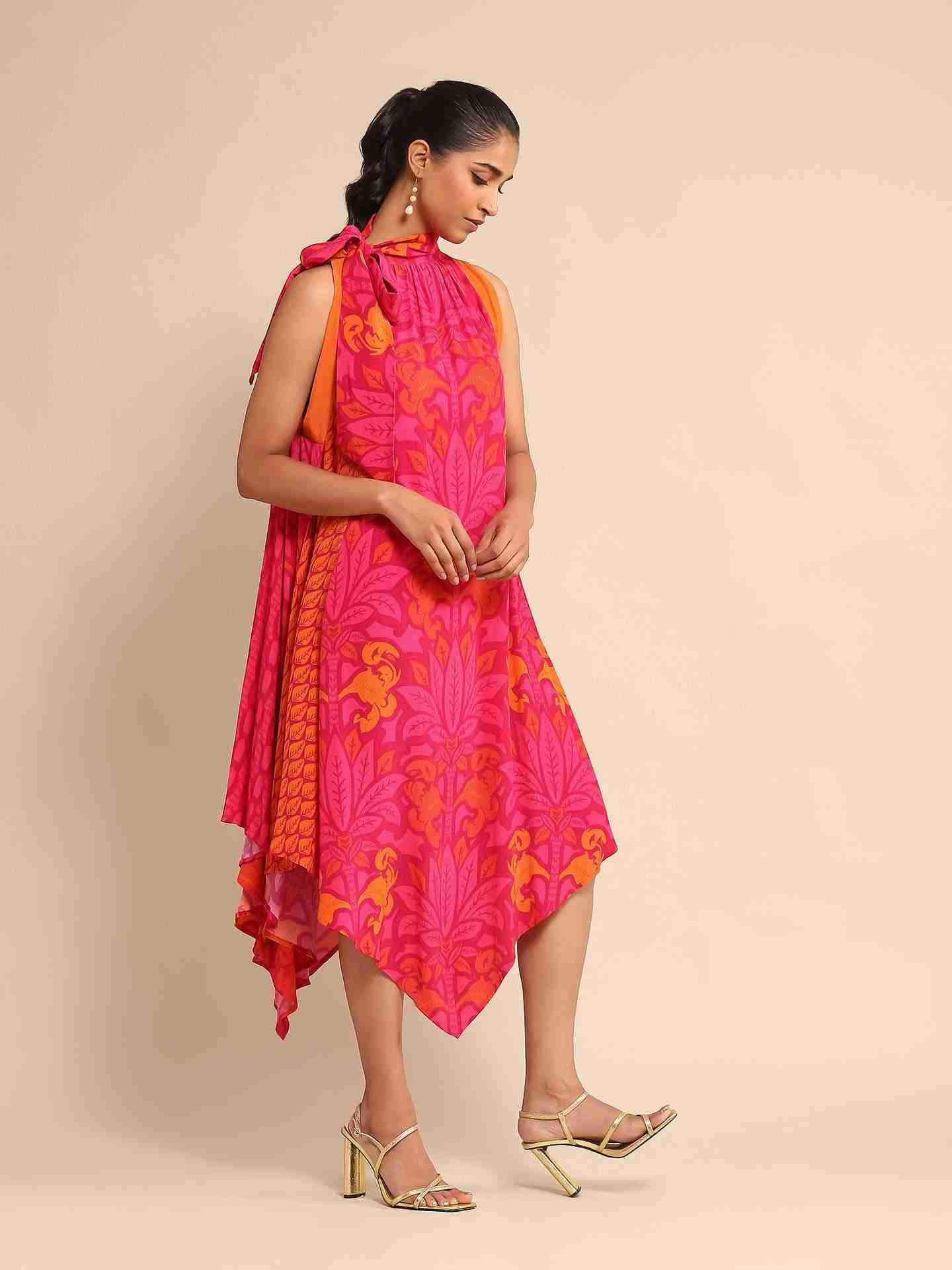 Fuschia Geisha Crepe Dress