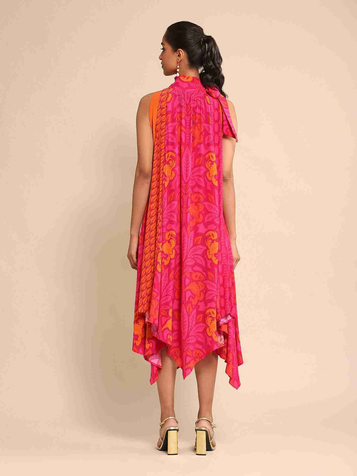 Fuschia Geisha Crepe Dress