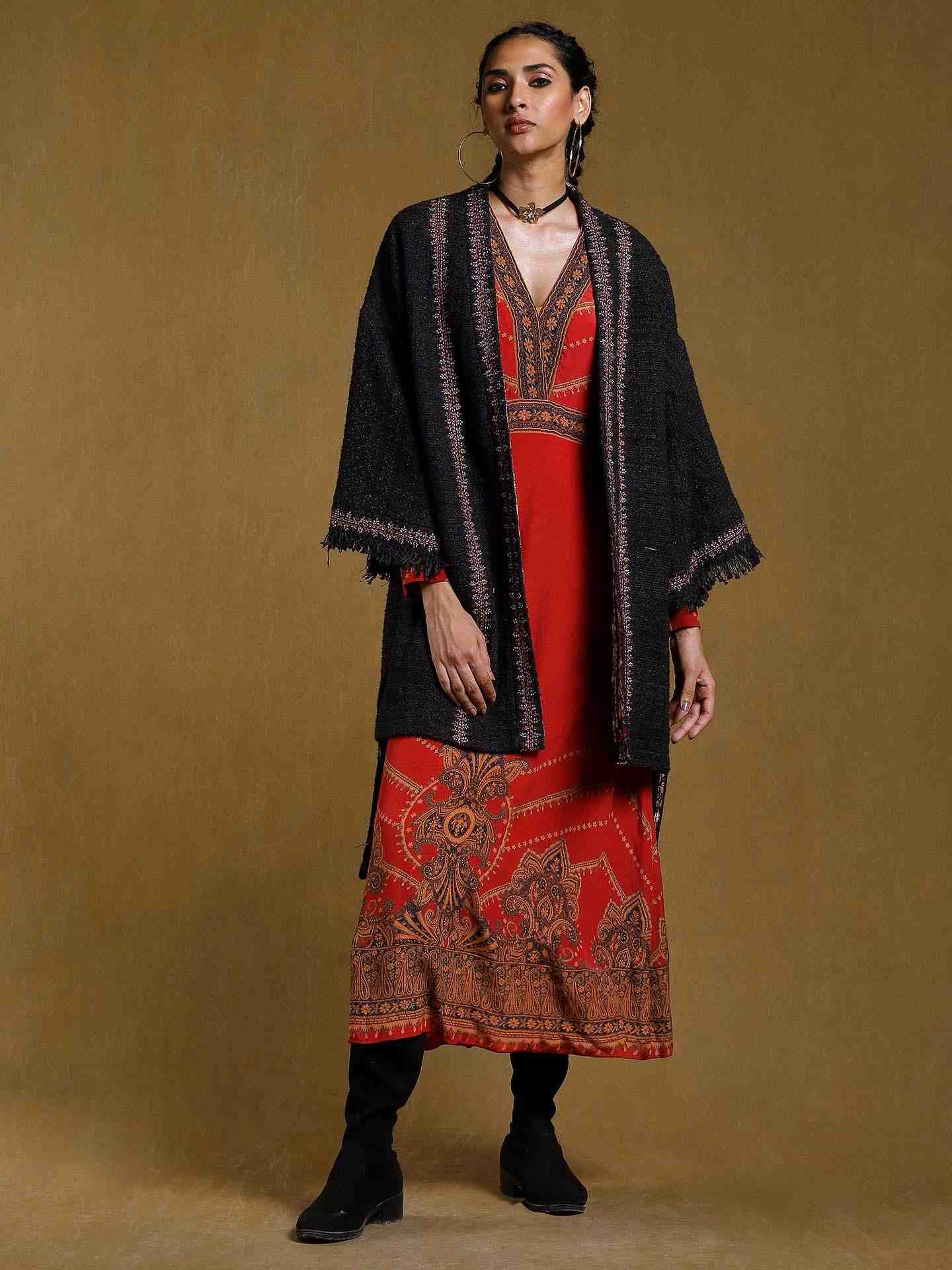 Black Antari Cotton Shrug