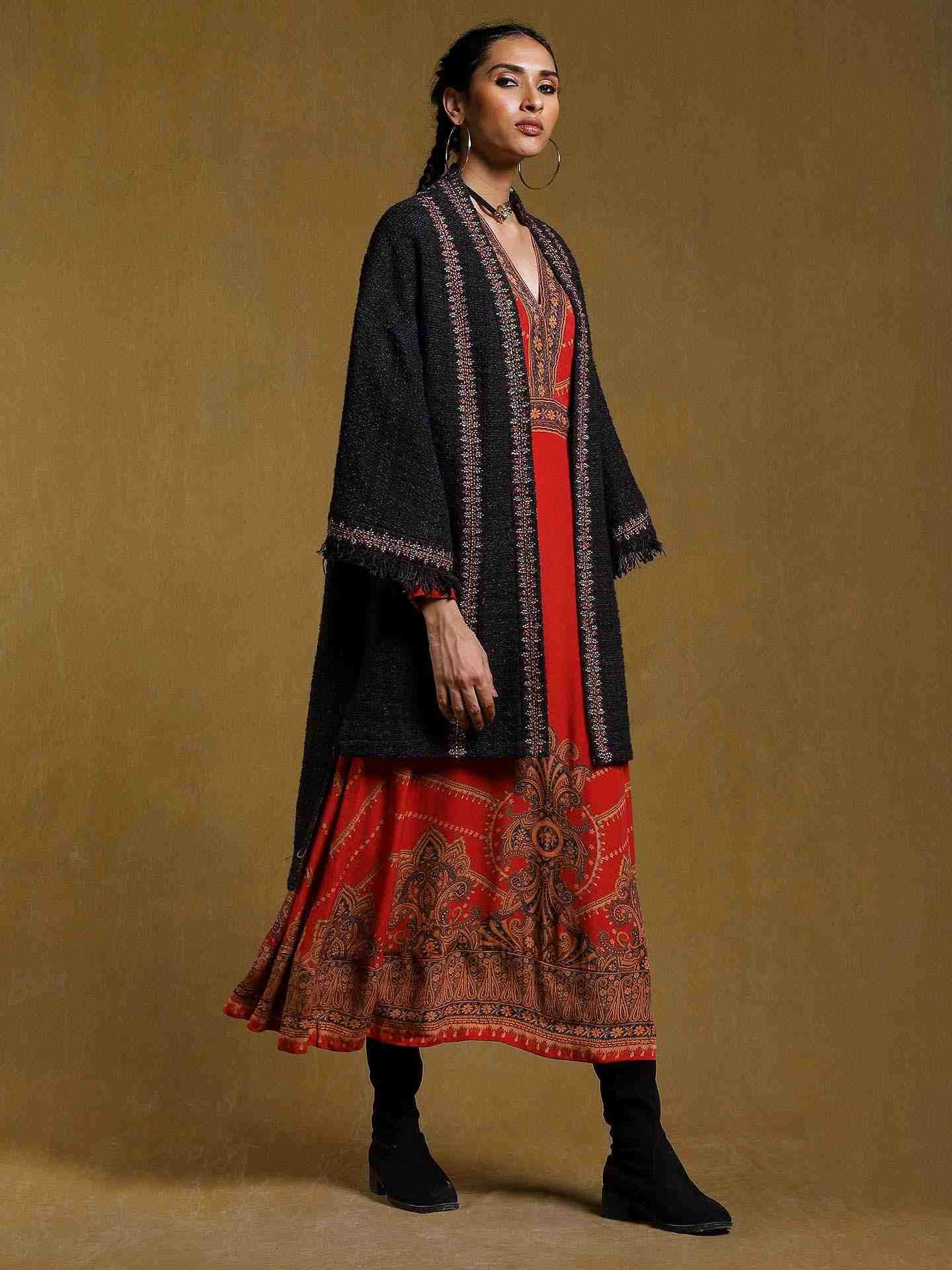 Black Antari Cotton Shrug