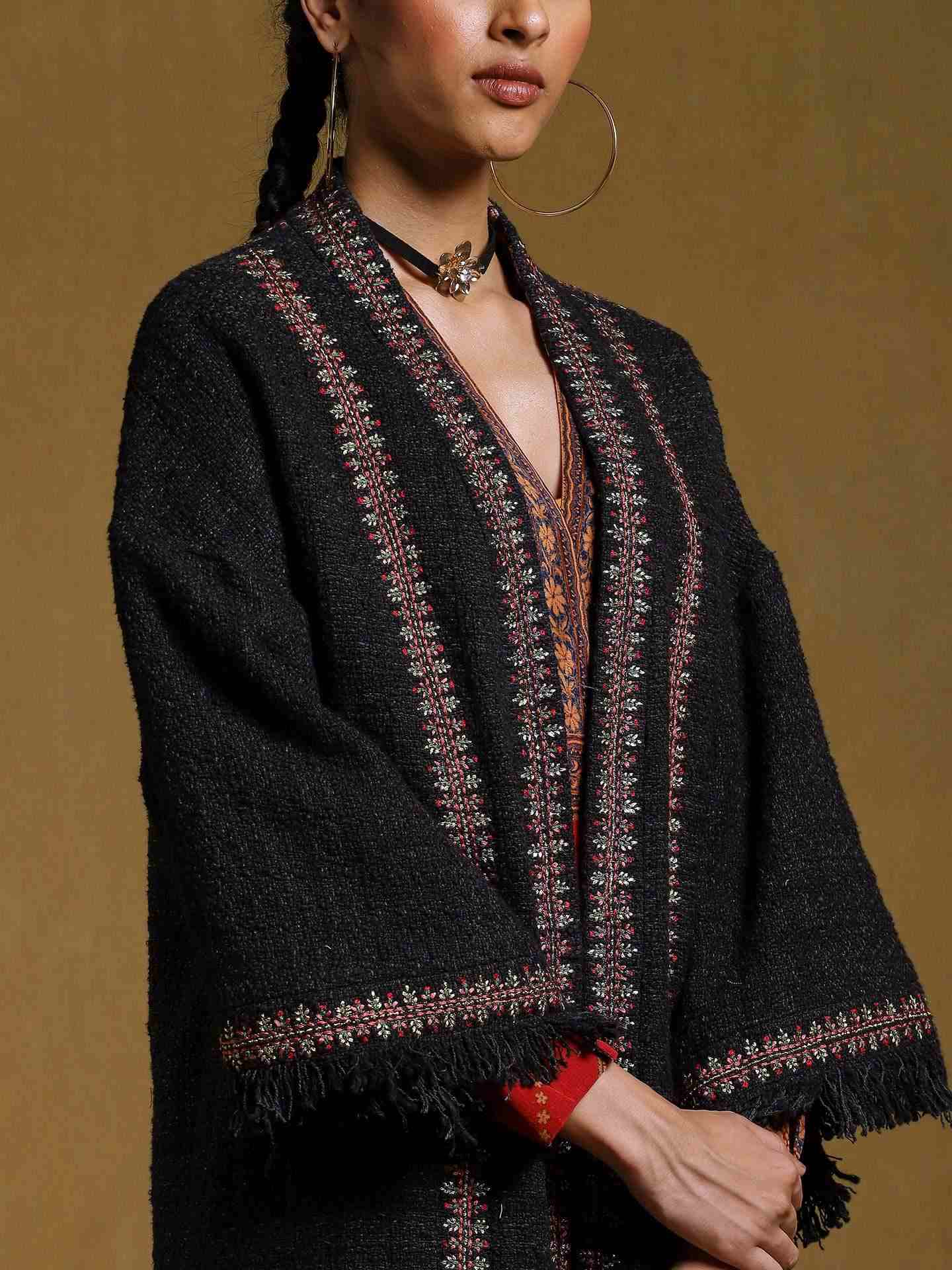 Black Antari Cotton Shrug