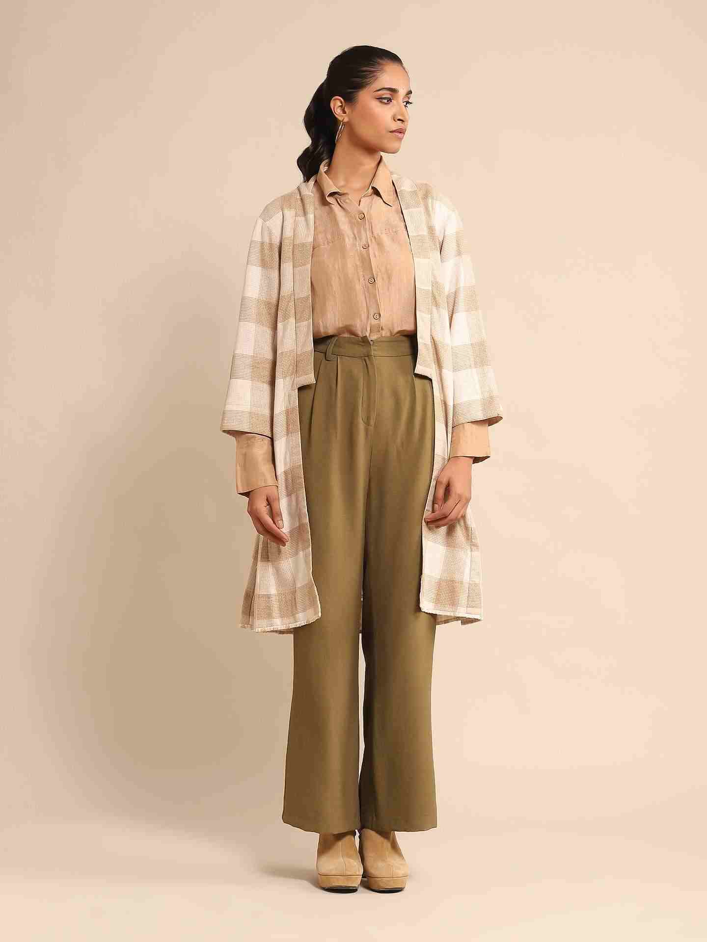 Beige Urban Elysian Yarn-Dyed  Shrug