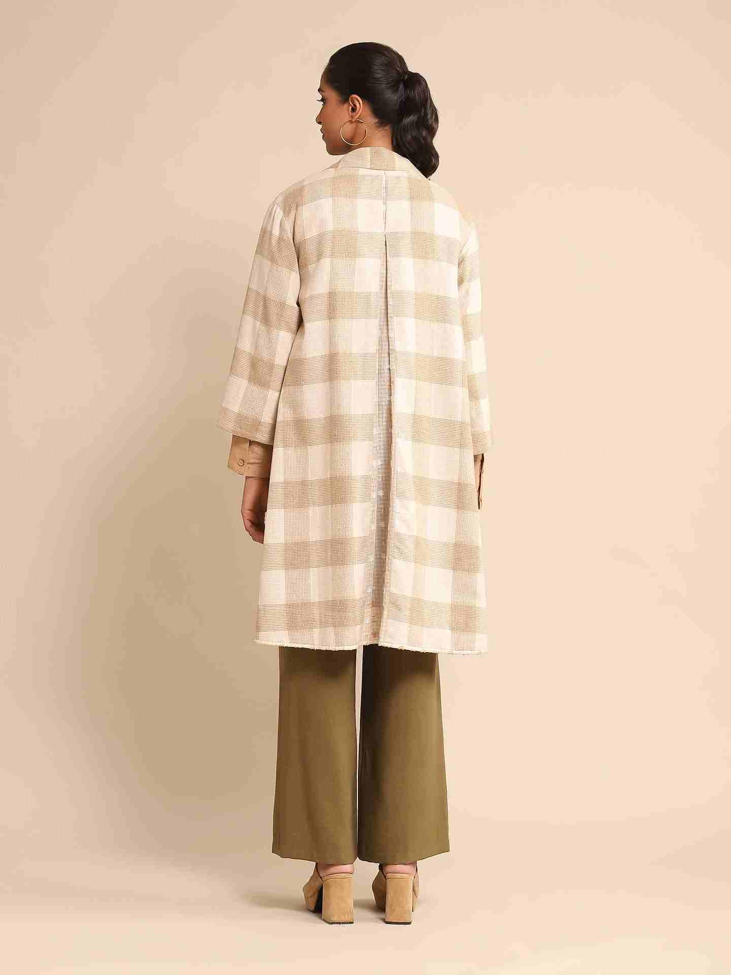 Beige Urban Elysian Yarn-Dyed  Shrug
