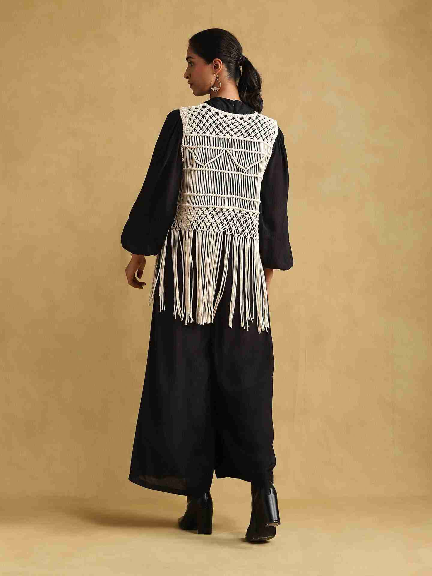 White Macrame Shrug