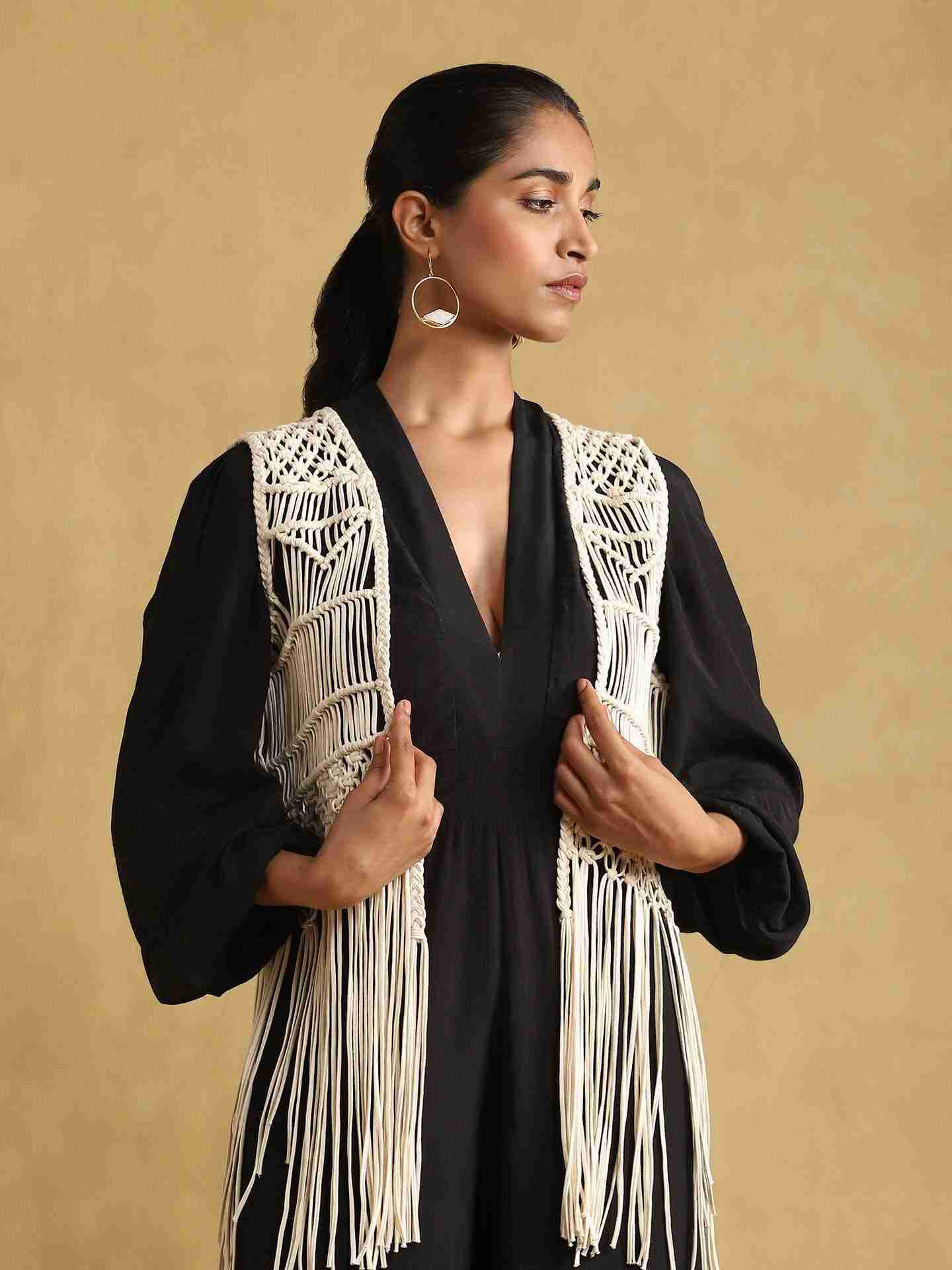 White Macrame Shrug