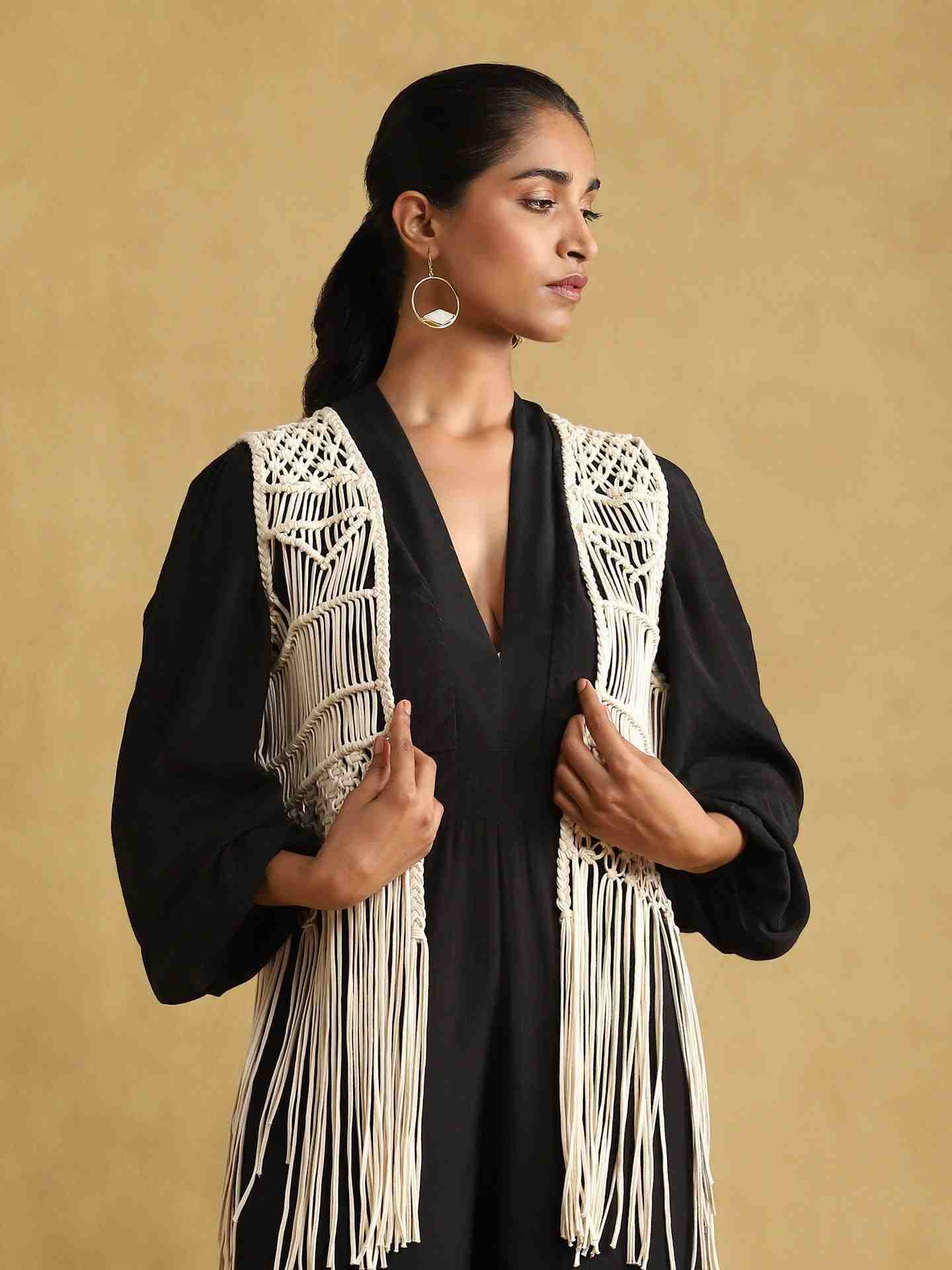 White Macrame Shrug