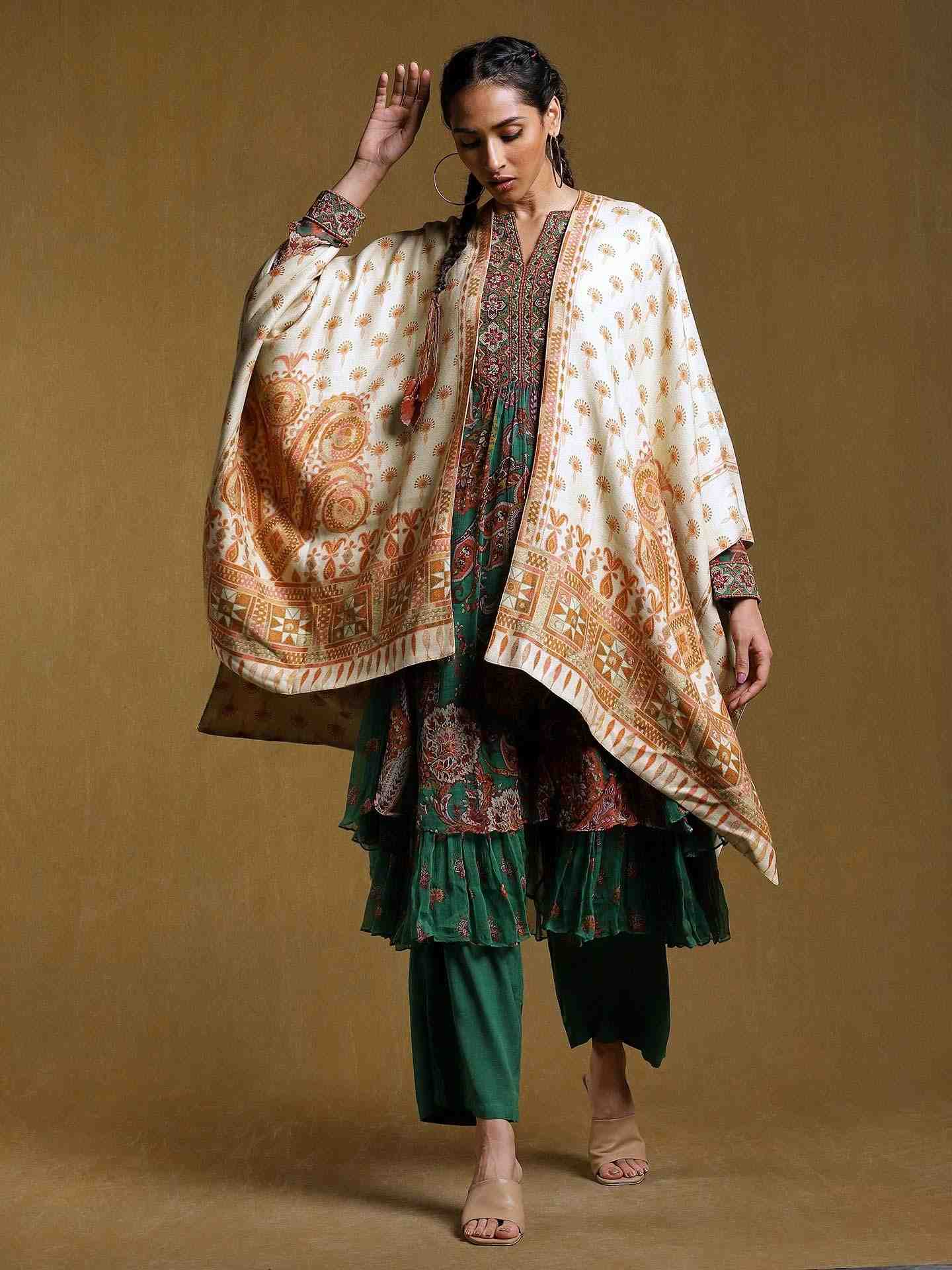 Beige Rabari Wool Shrug
