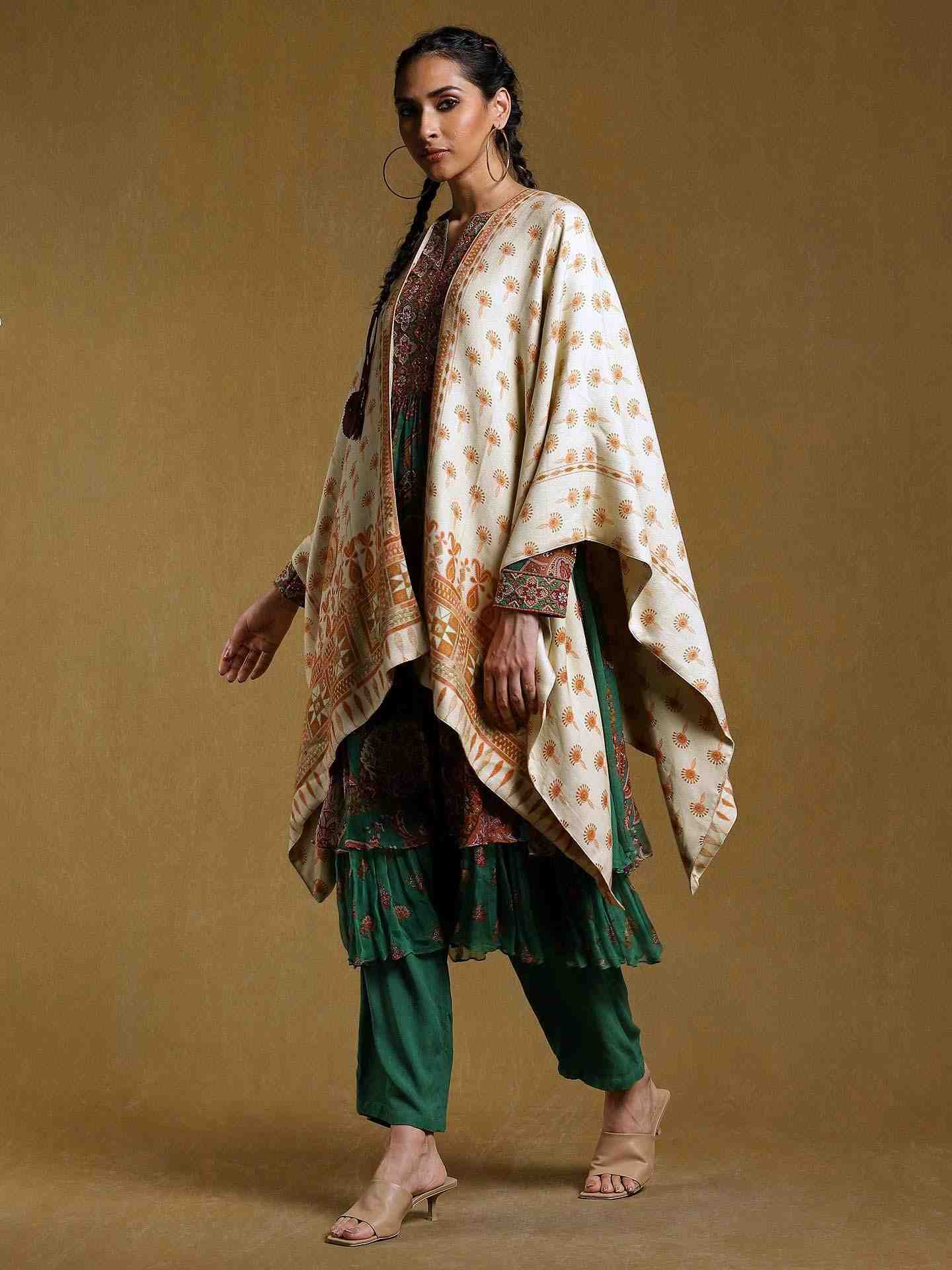 Beige Rabari Wool Shrug