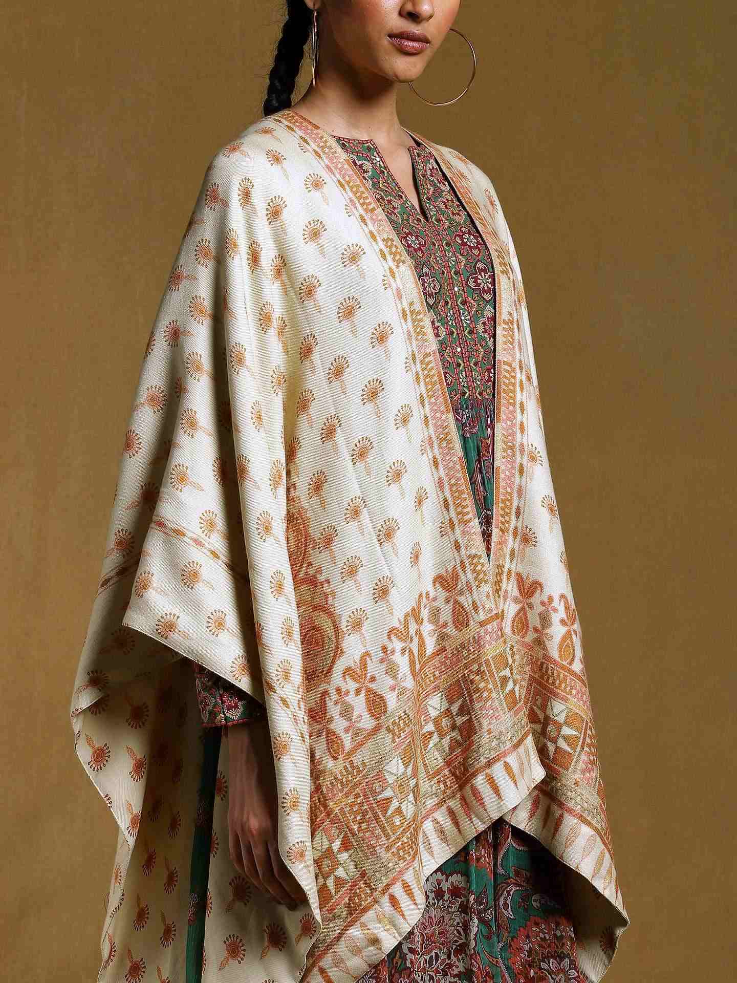 Beige Rabari Wool Shrug