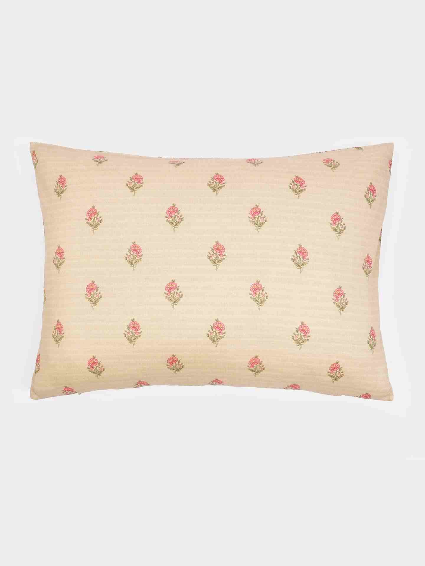 Pink & Beige Koshambi Cotton Pillow Sham