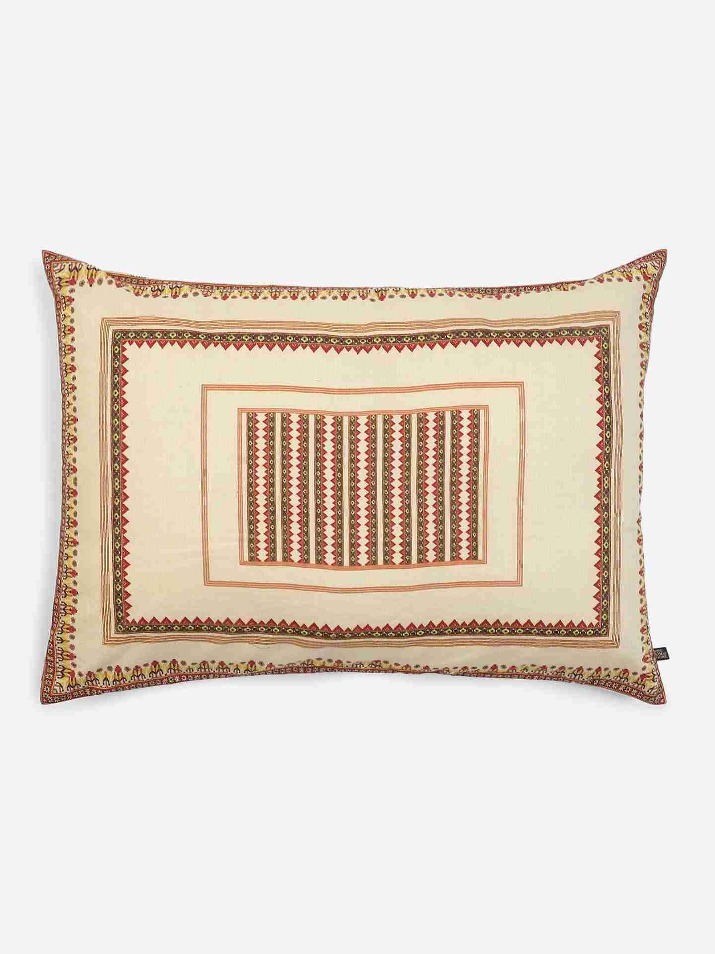 Beige Badhuria Cotton Pillow Sham Cover