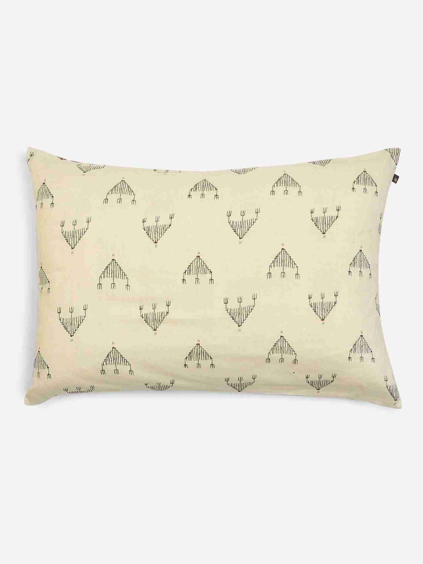 Beige Badhuria Cotton Pillow Sham Cover