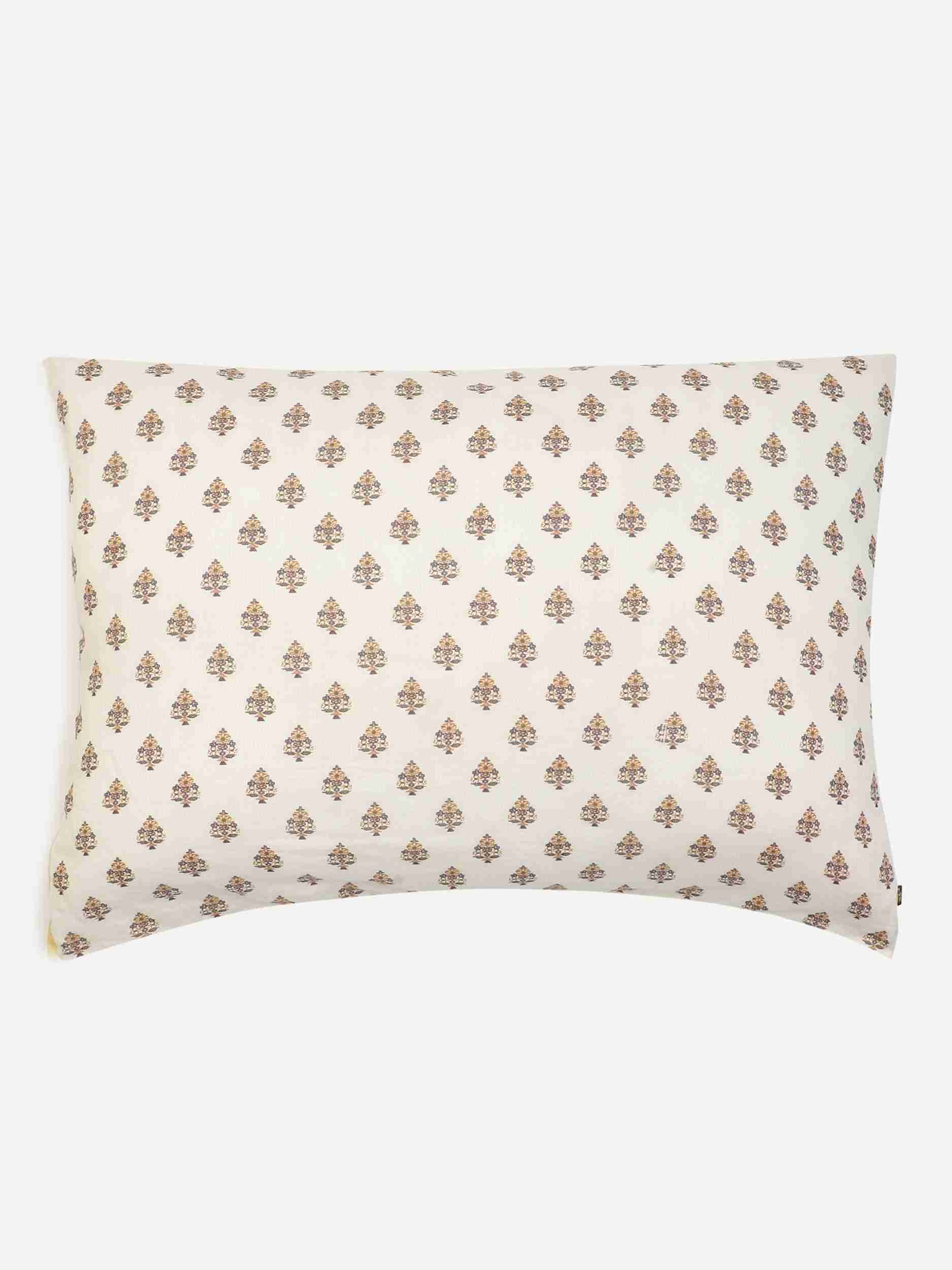 Yellow Kashmiri Booti Cotton Pillow Sham