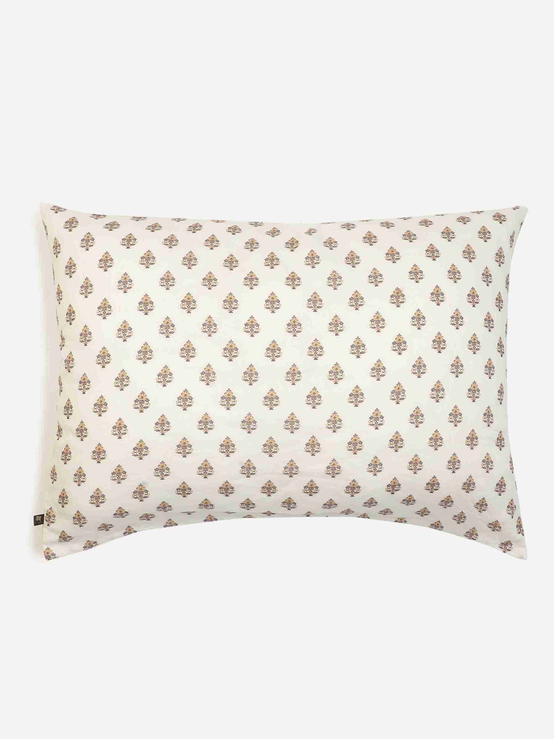 Yellow Kashmiri Booti Cotton Pillow Sham