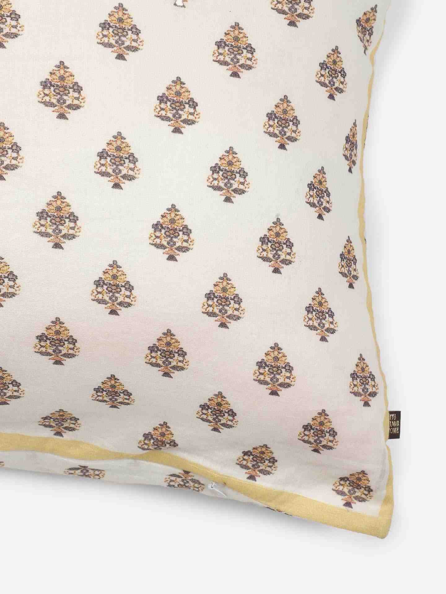 Yellow Kashmiri Booti Cotton Pillow Sham