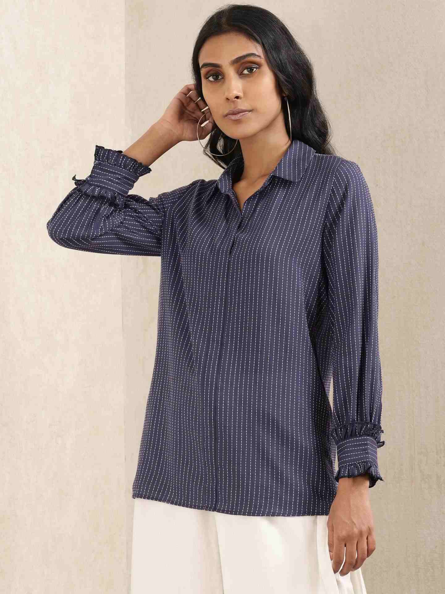 Blue Quint Yarn-Dyed Cotton Shirt