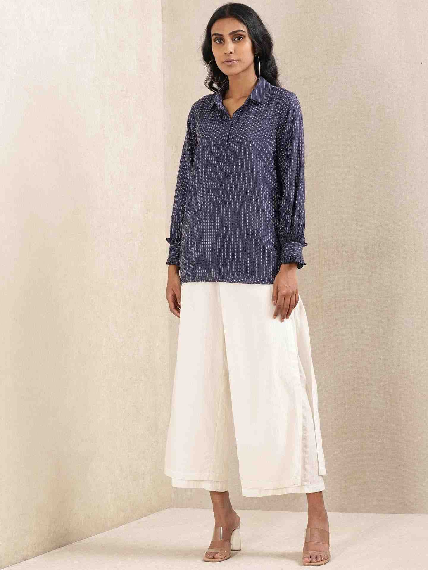 Blue Quint Yarn-Dyed Cotton Shirt