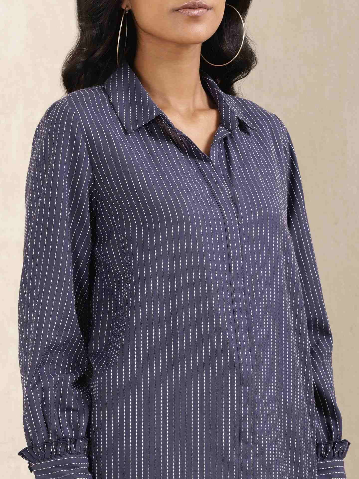 Blue Quint Yarn-Dyed Cotton Shirt