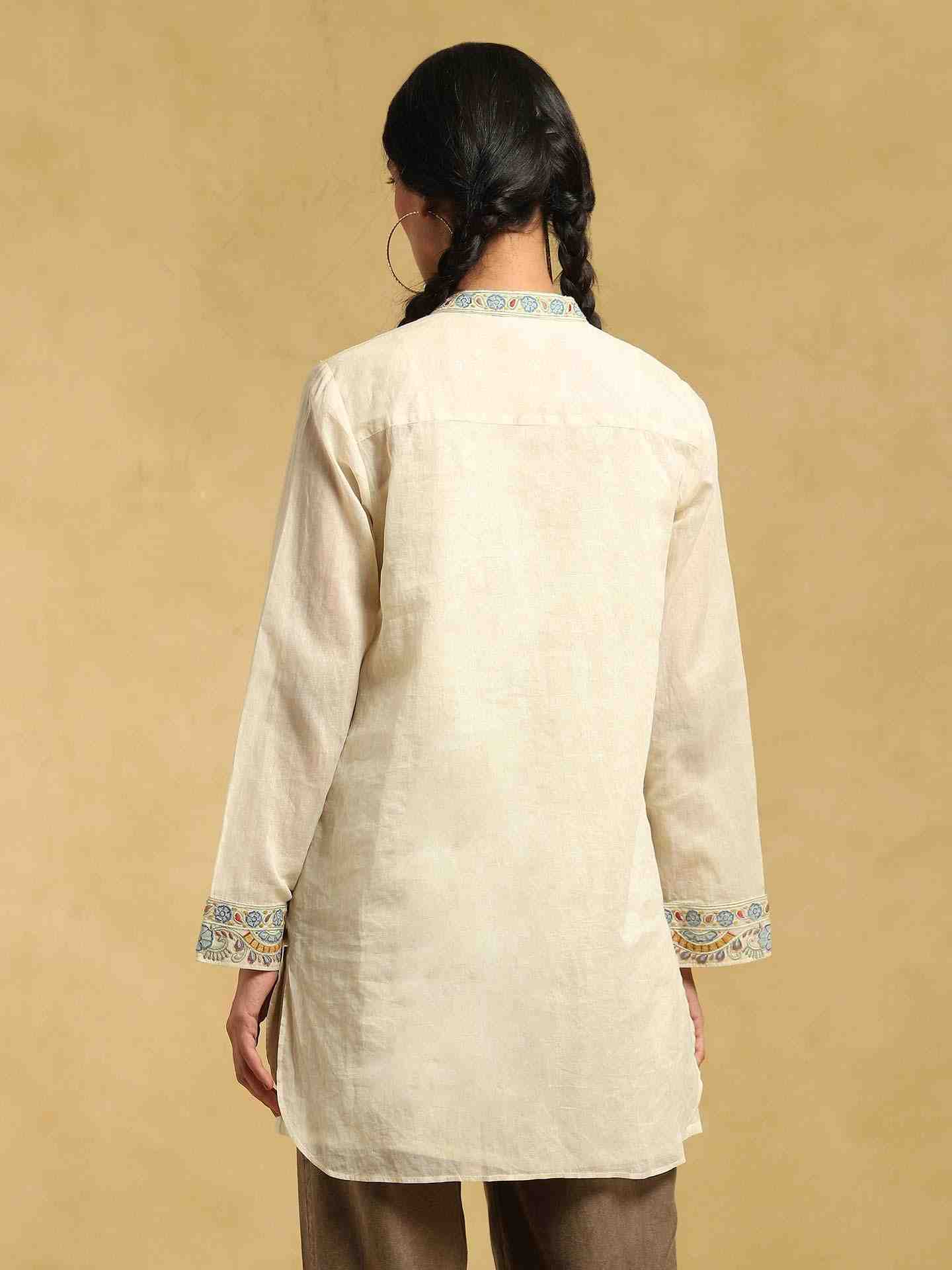 Off White Patch Floral Cotton Shirt