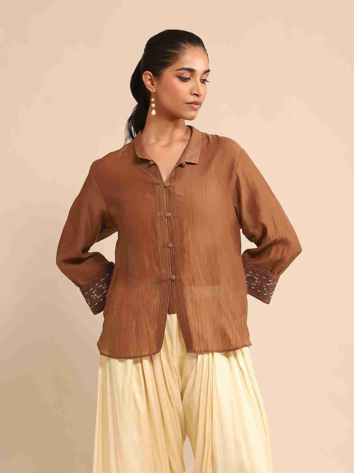 Brown Urban Elysian Chanderi Shirt