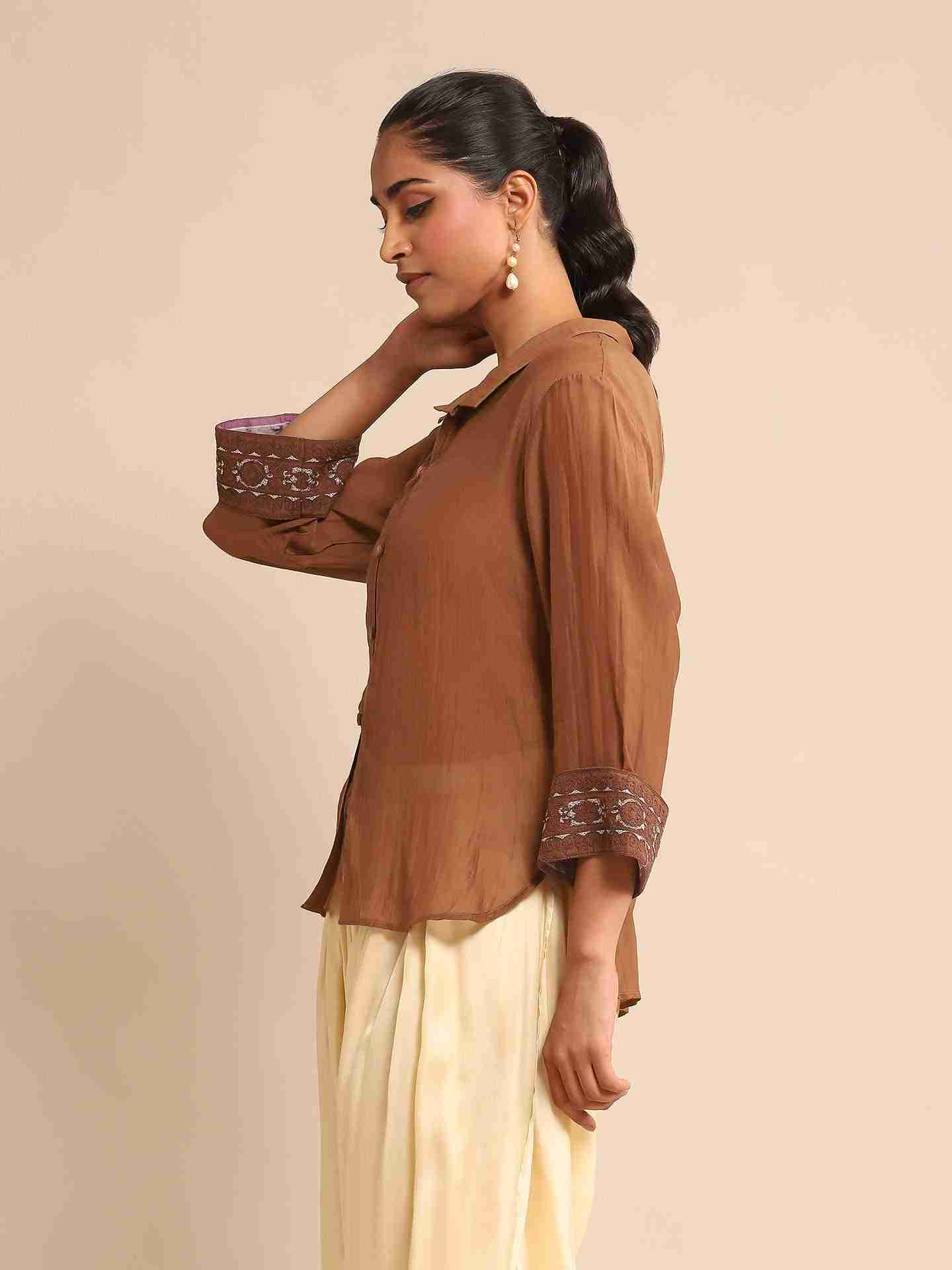 Brown Urban Elysian Chanderi Shirt