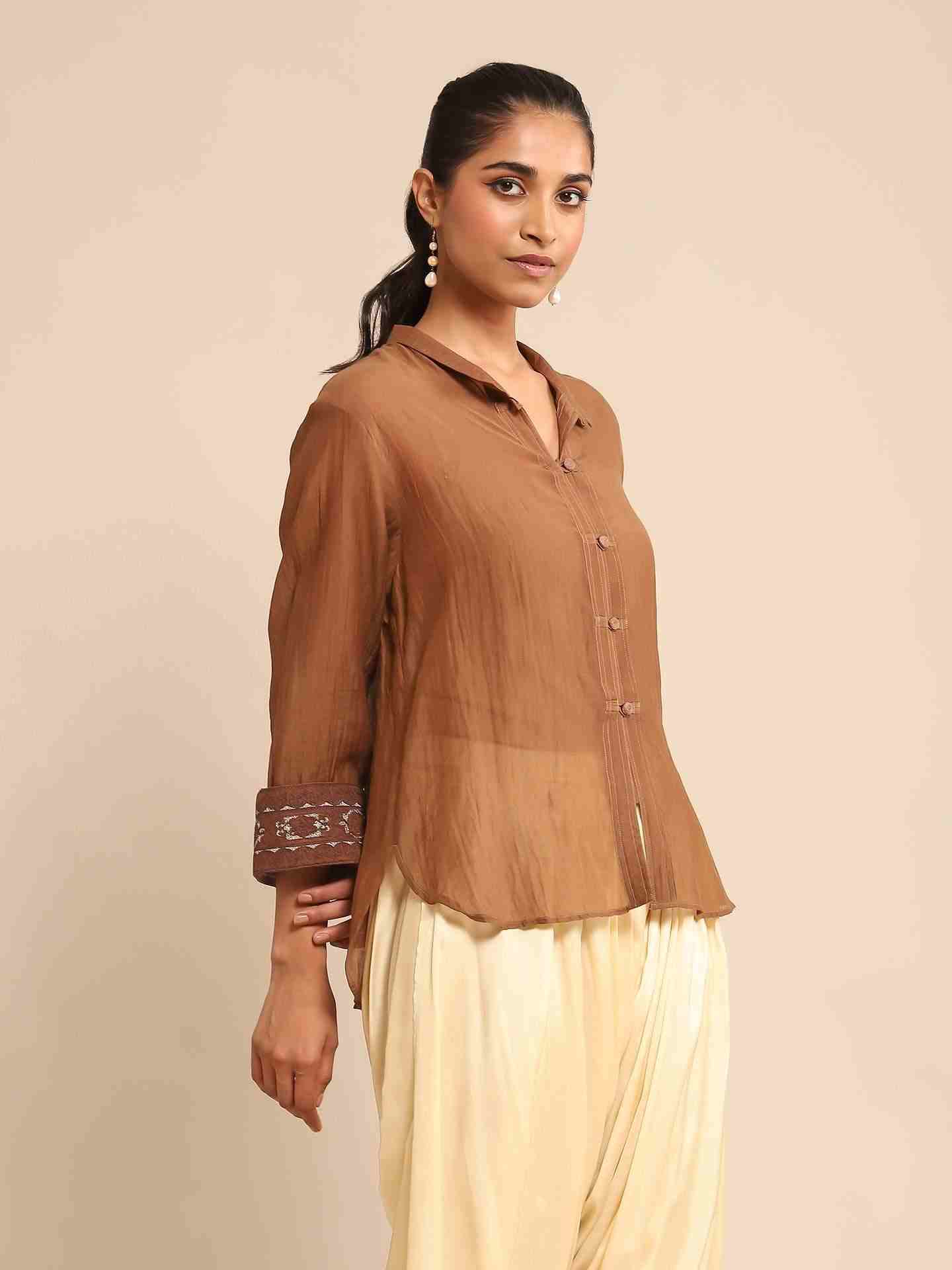 Brown Urban Elysian Chanderi Shirt