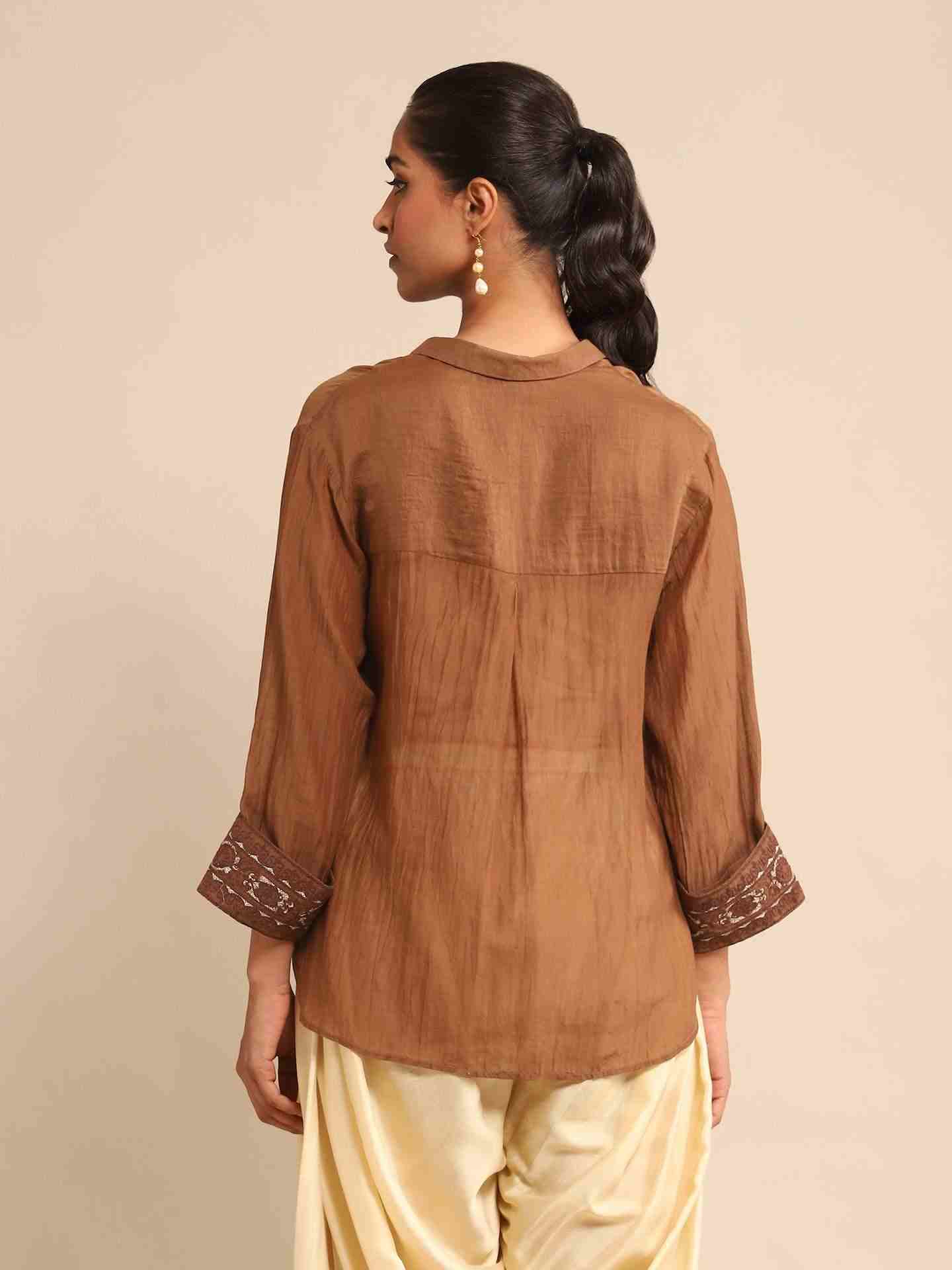 Brown Urban Elysian Chanderi Shirt